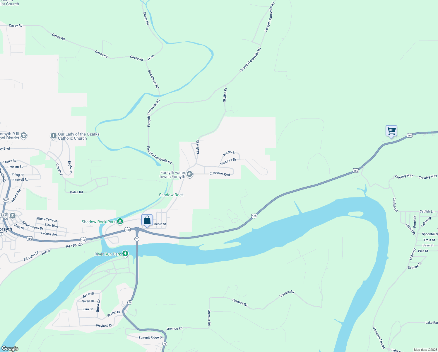 map of restaurants, bars, coffee shops, grocery stores, and more near 392 Chisholm Trail in Forsyth