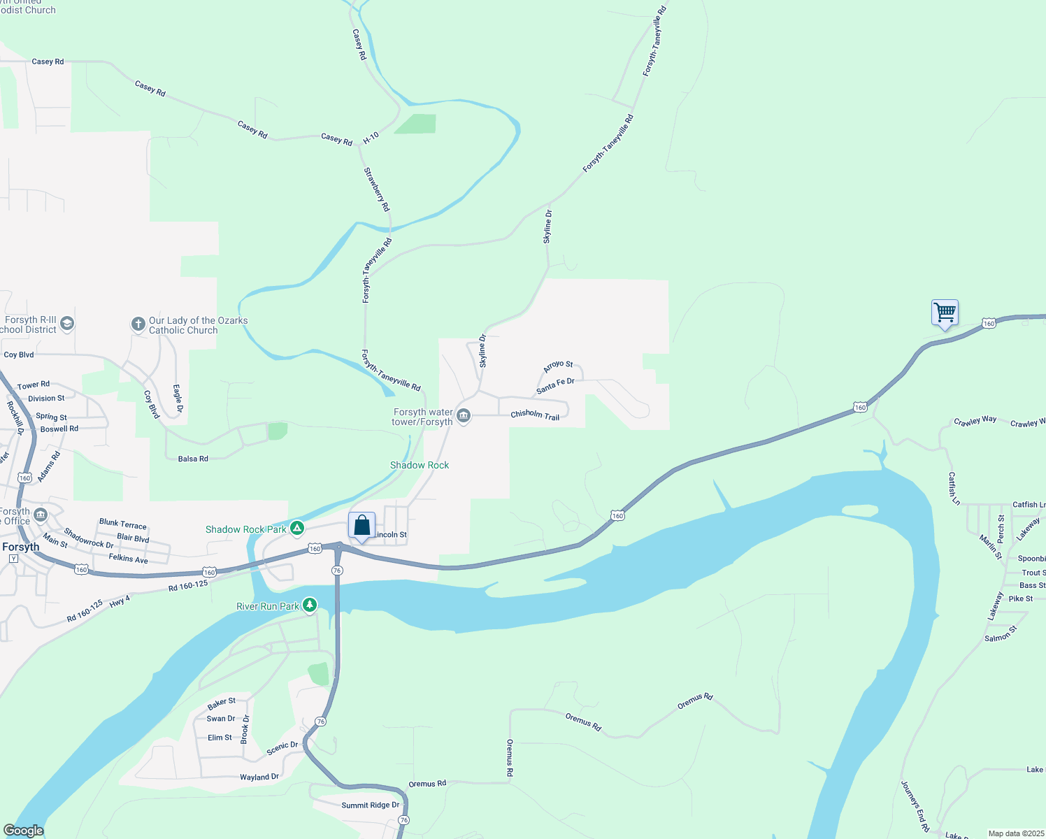 map of restaurants, bars, coffee shops, grocery stores, and more near 392 Chisholm Trail in Forsyth