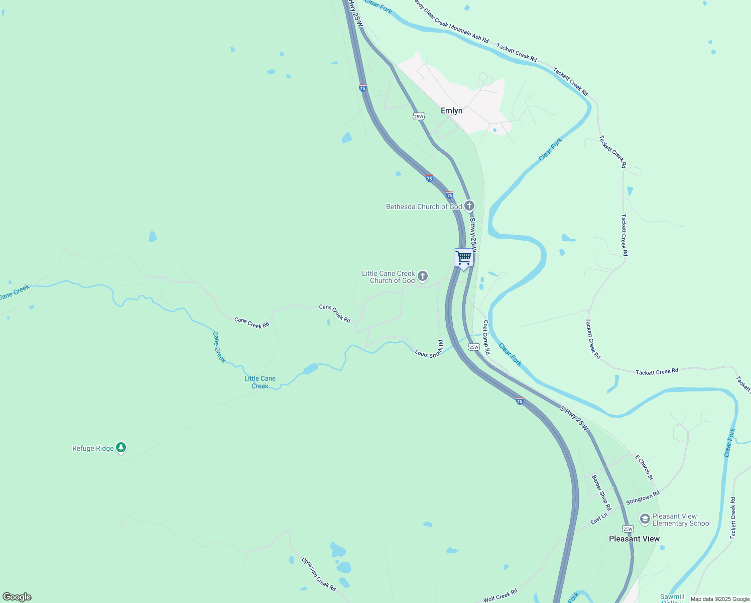 map of restaurants, bars, coffee shops, grocery stores, and more near 493 Cane Creek Road in Williamsburg