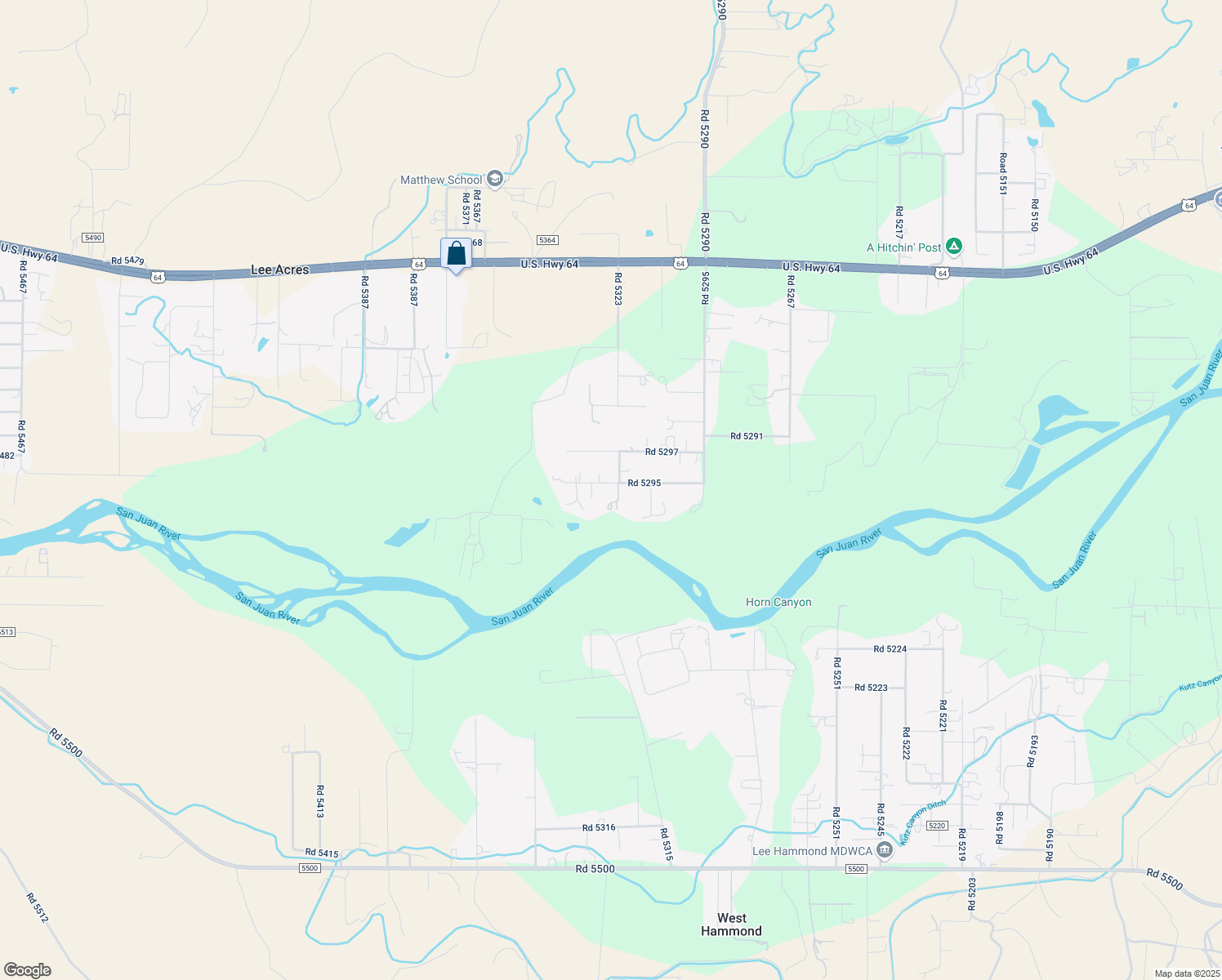 map of restaurants, bars, coffee shops, grocery stores, and more near 89 Road 5295 in Farmington