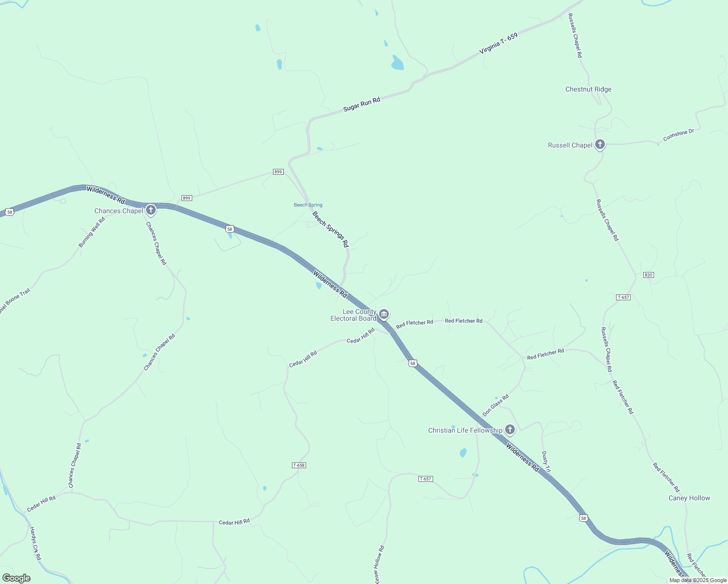 map of restaurants, bars, coffee shops, grocery stores, and more near 163 Little Hickory Lane in Jonesville