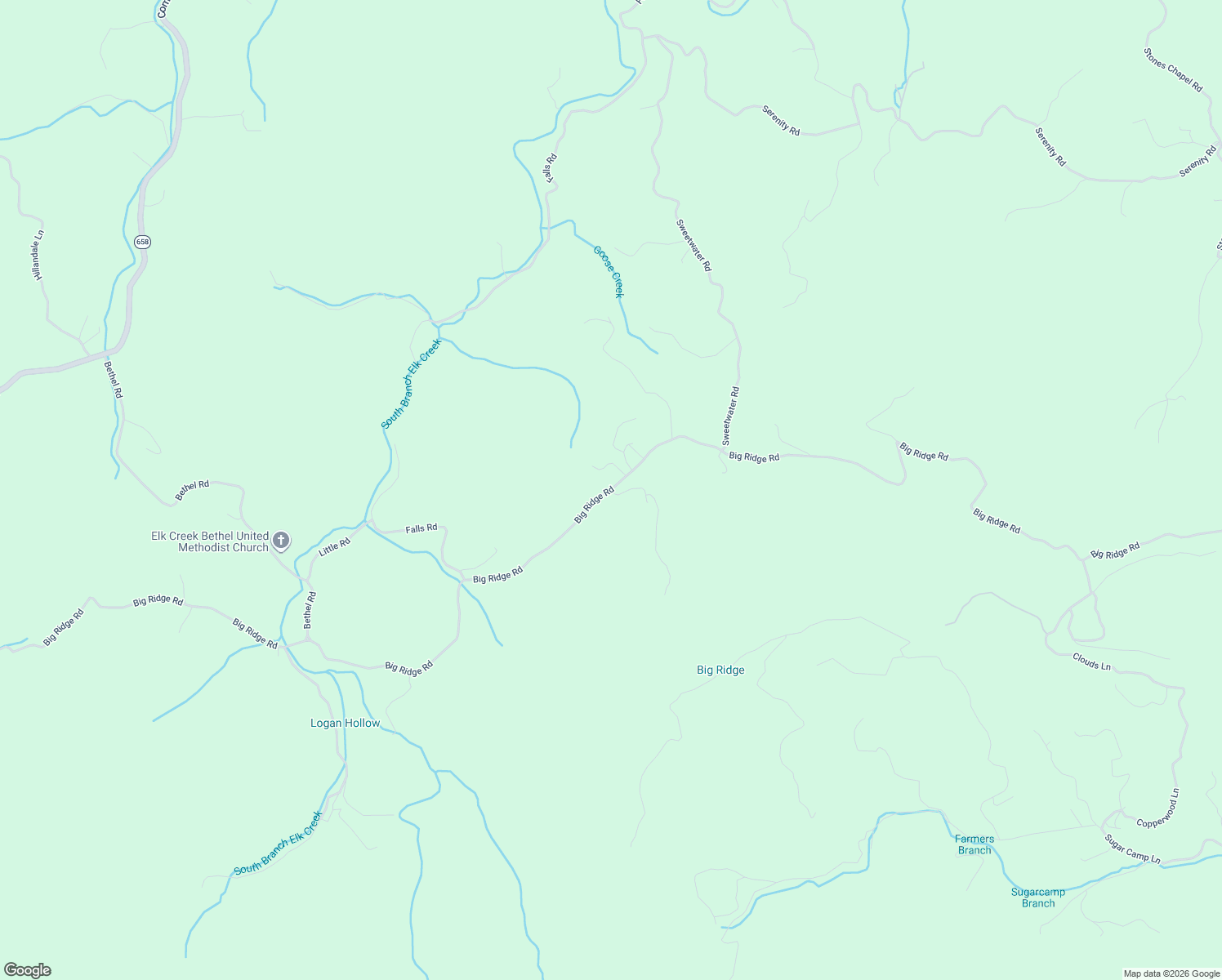 map of restaurants, bars, coffee shops, grocery stores, and more near Big Ridge Road in Grayson County