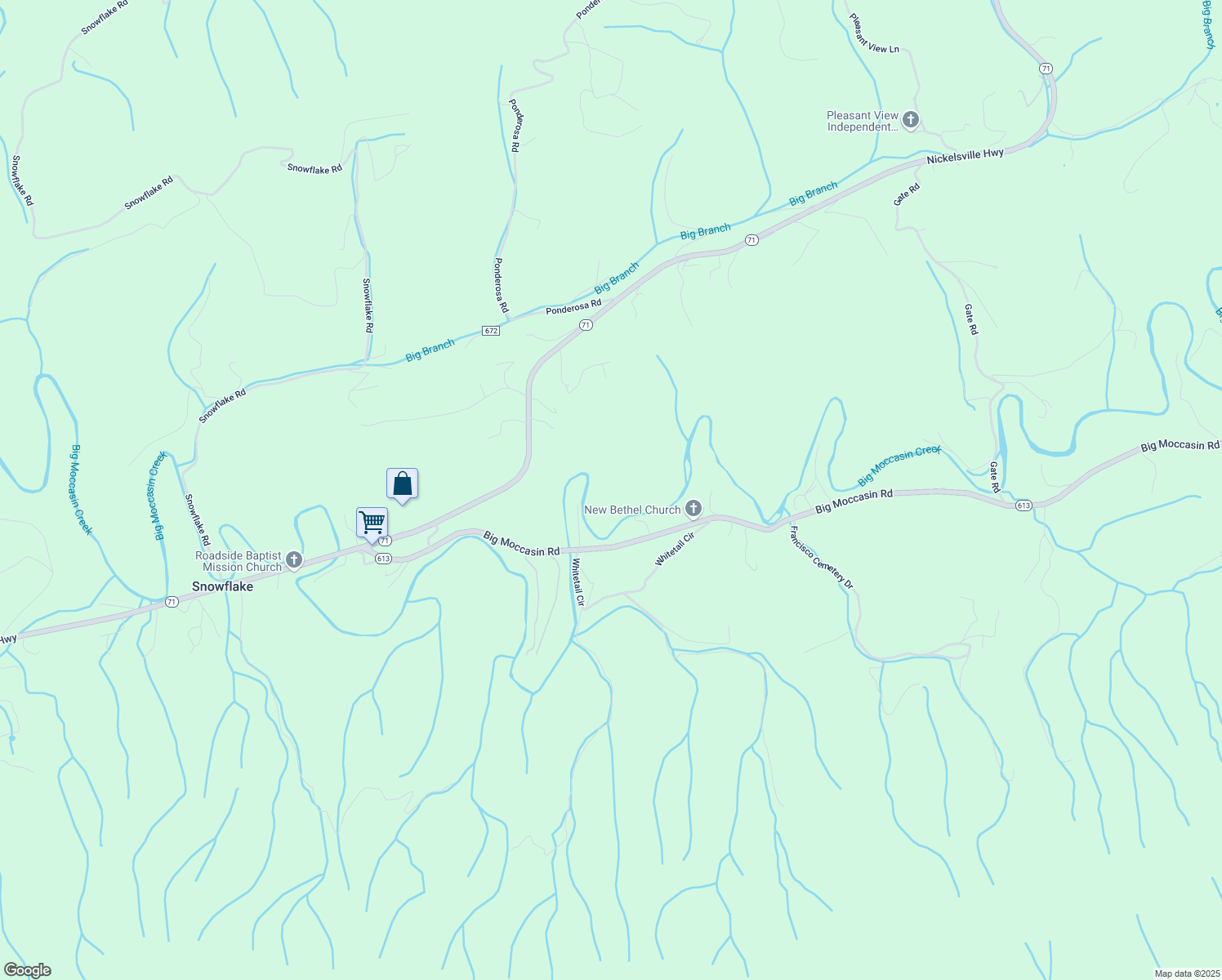 map of restaurants, bars, coffee shops, grocery stores, and more near 223 Gun Smoke Drive in Nickelsville