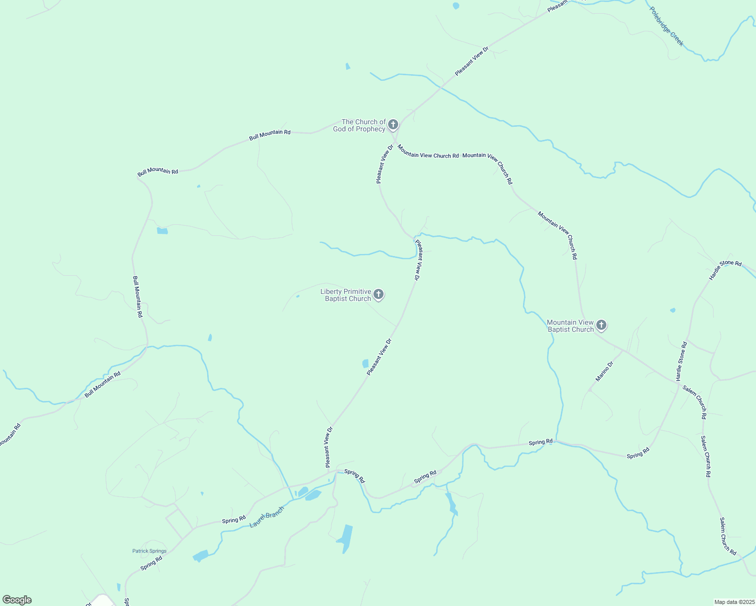 map of restaurants, bars, coffee shops, grocery stores, and more near 6297 Spring Road in Patrick Springs