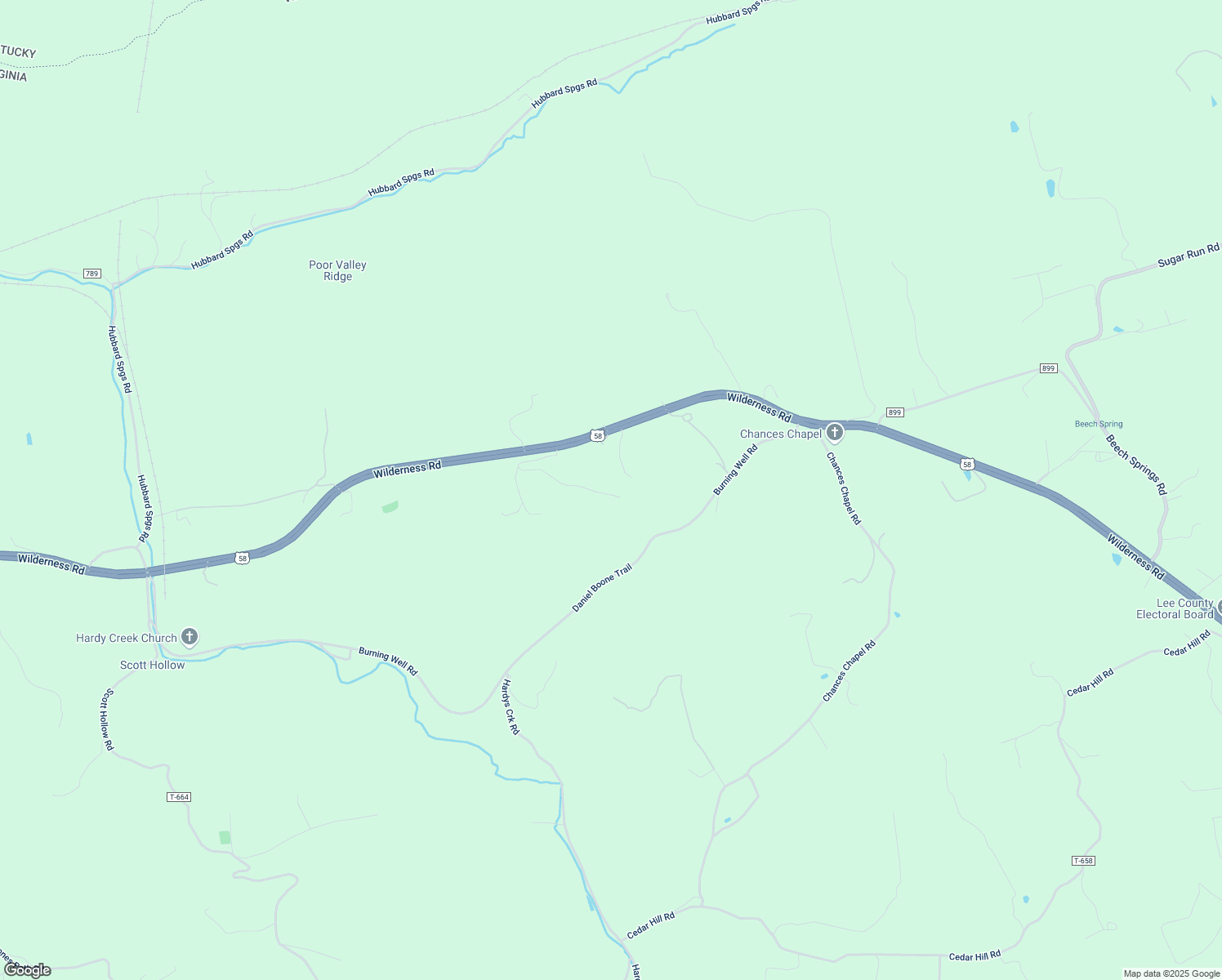 map of restaurants, bars, coffee shops, grocery stores, and more near Glen Daniels Trail in Jonesville