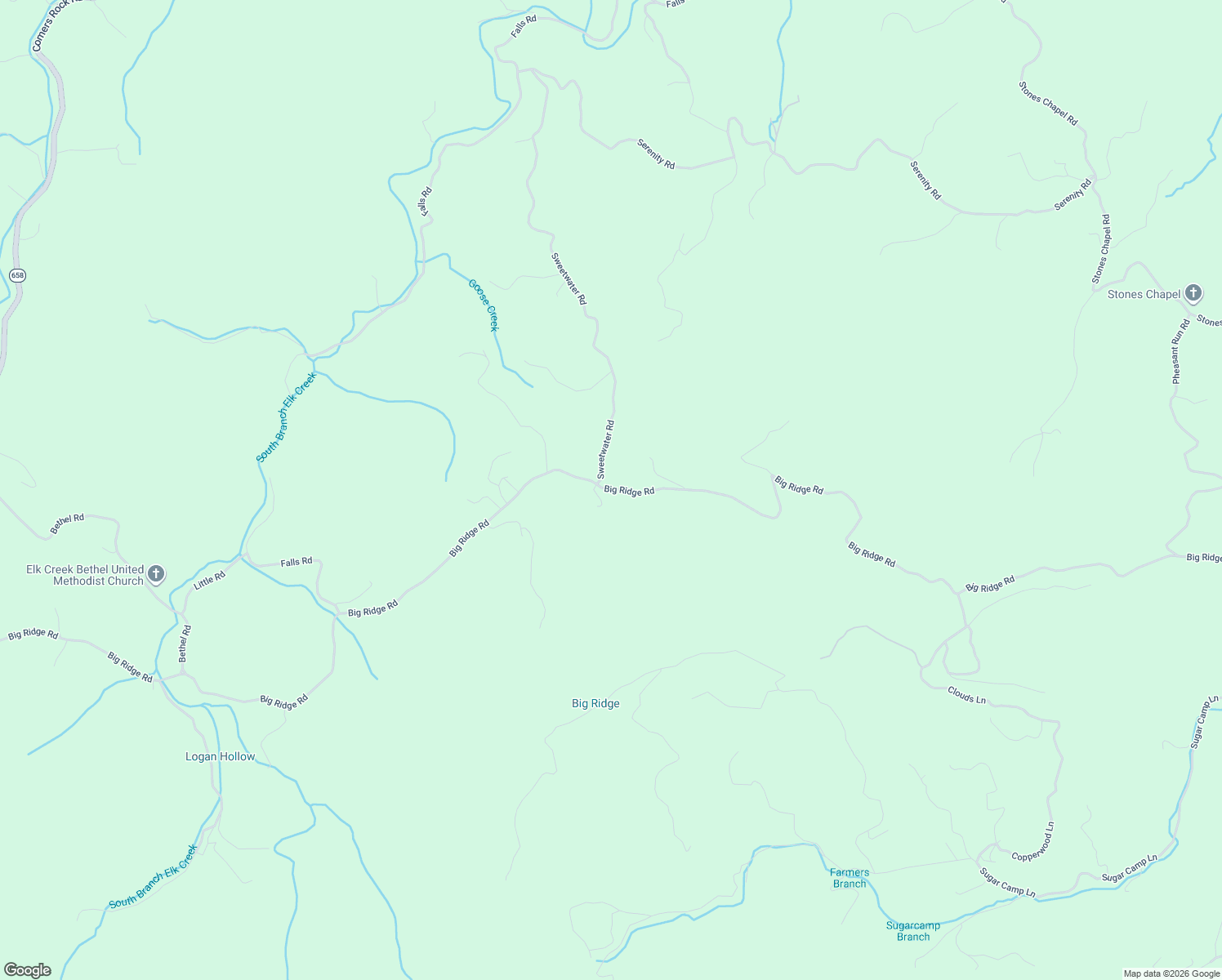 map of restaurants, bars, coffee shops, grocery stores, and more near Big Ridge Road in Grayson County
