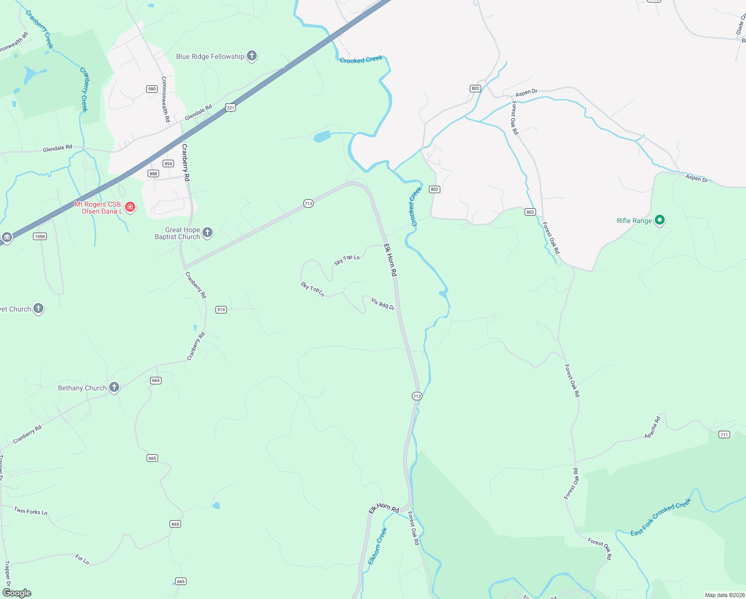 map of restaurants, bars, coffee shops, grocery stores, and more near 856 Sky Top Lane in Woodlawn