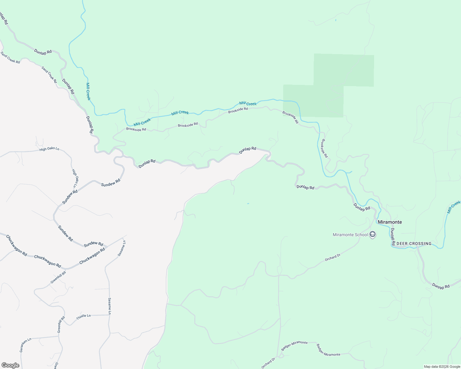 map of restaurants, bars, coffee shops, grocery stores, and more near 44001 Dunlap Road in Miramonte