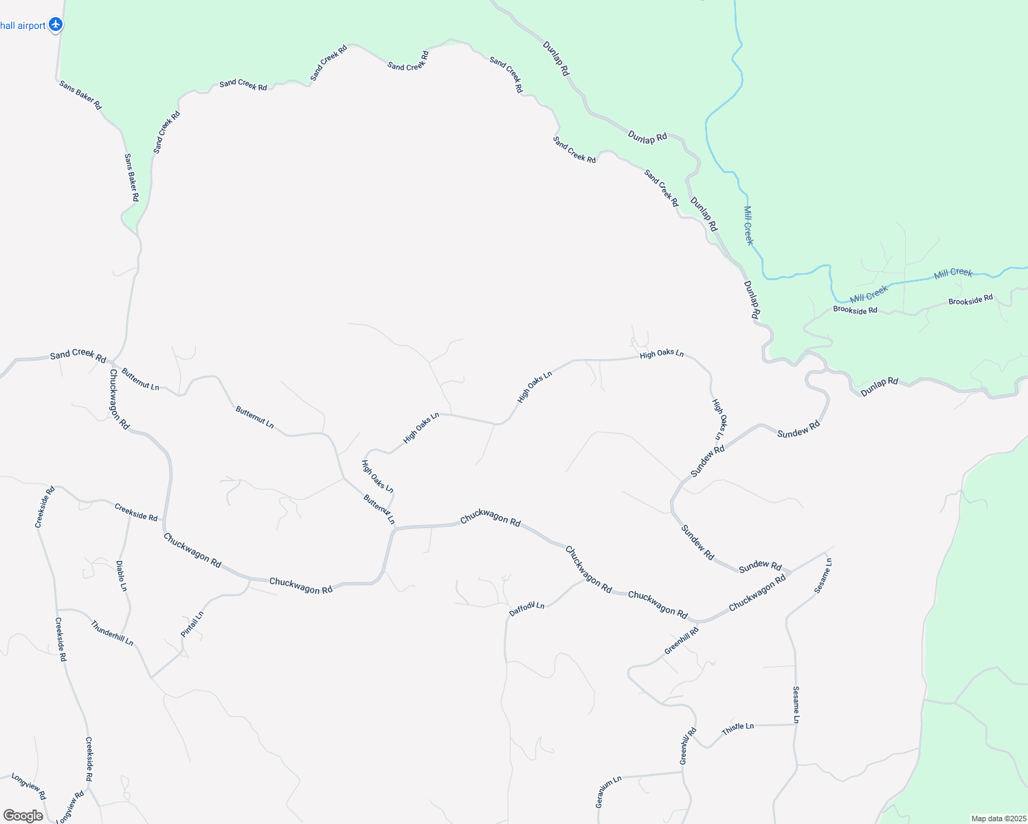 map of restaurants, bars, coffee shops, grocery stores, and more near High Oaks Lane in Yokuts Valley