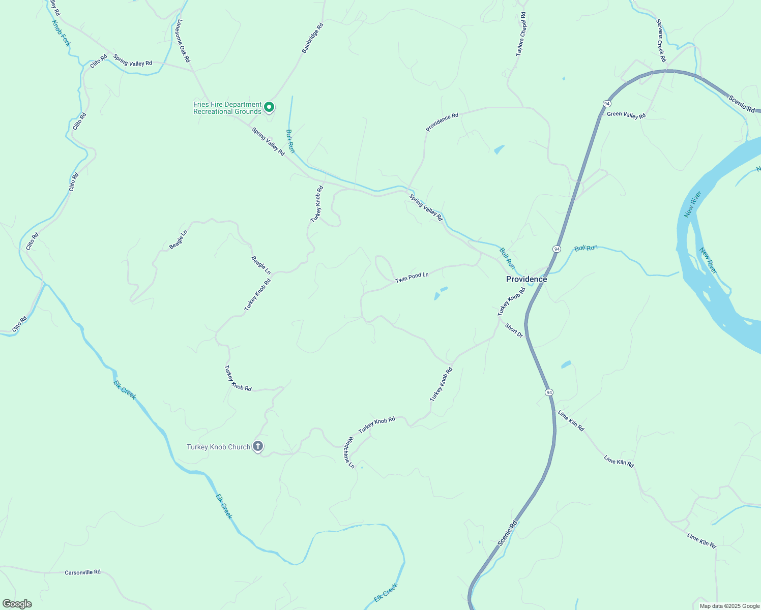 map of restaurants, bars, coffee shops, grocery stores, and more near Twin Pond Lane in Grayson County