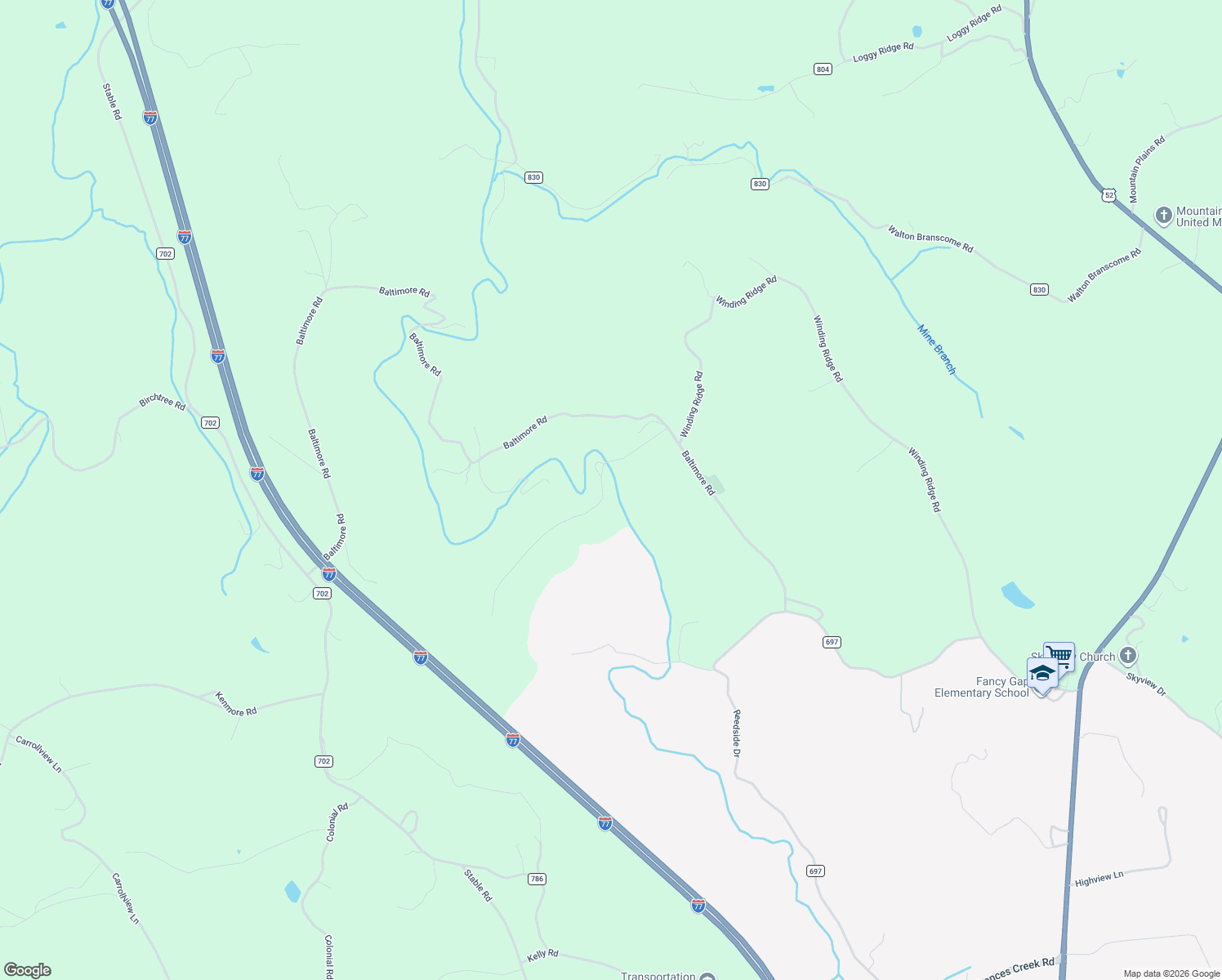 map of restaurants, bars, coffee shops, grocery stores, and more near 313 Little Reed Acres Lane in Hillsville