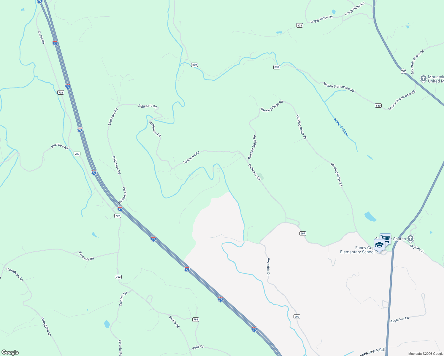 map of restaurants, bars, coffee shops, grocery stores, and more near 313 Little Reed Acres Lane in Hillsville