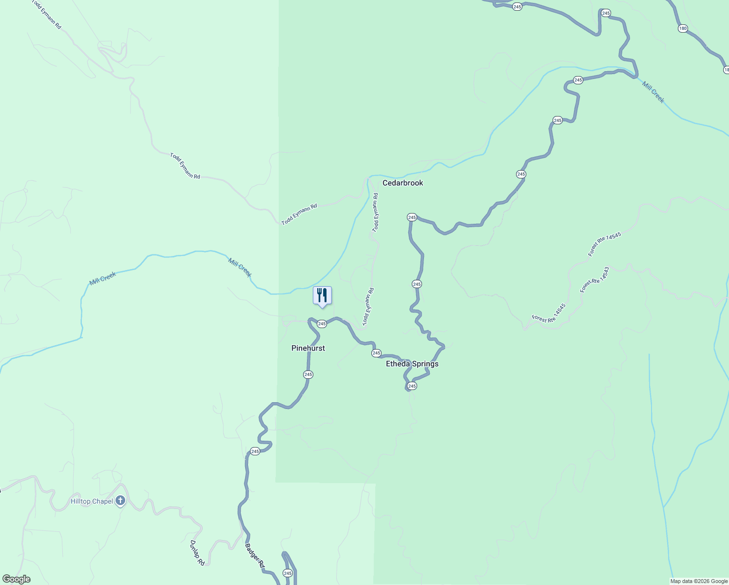 map of restaurants, bars, coffee shops, grocery stores, and more near 48691 Todd Eymann Road in Miramonte