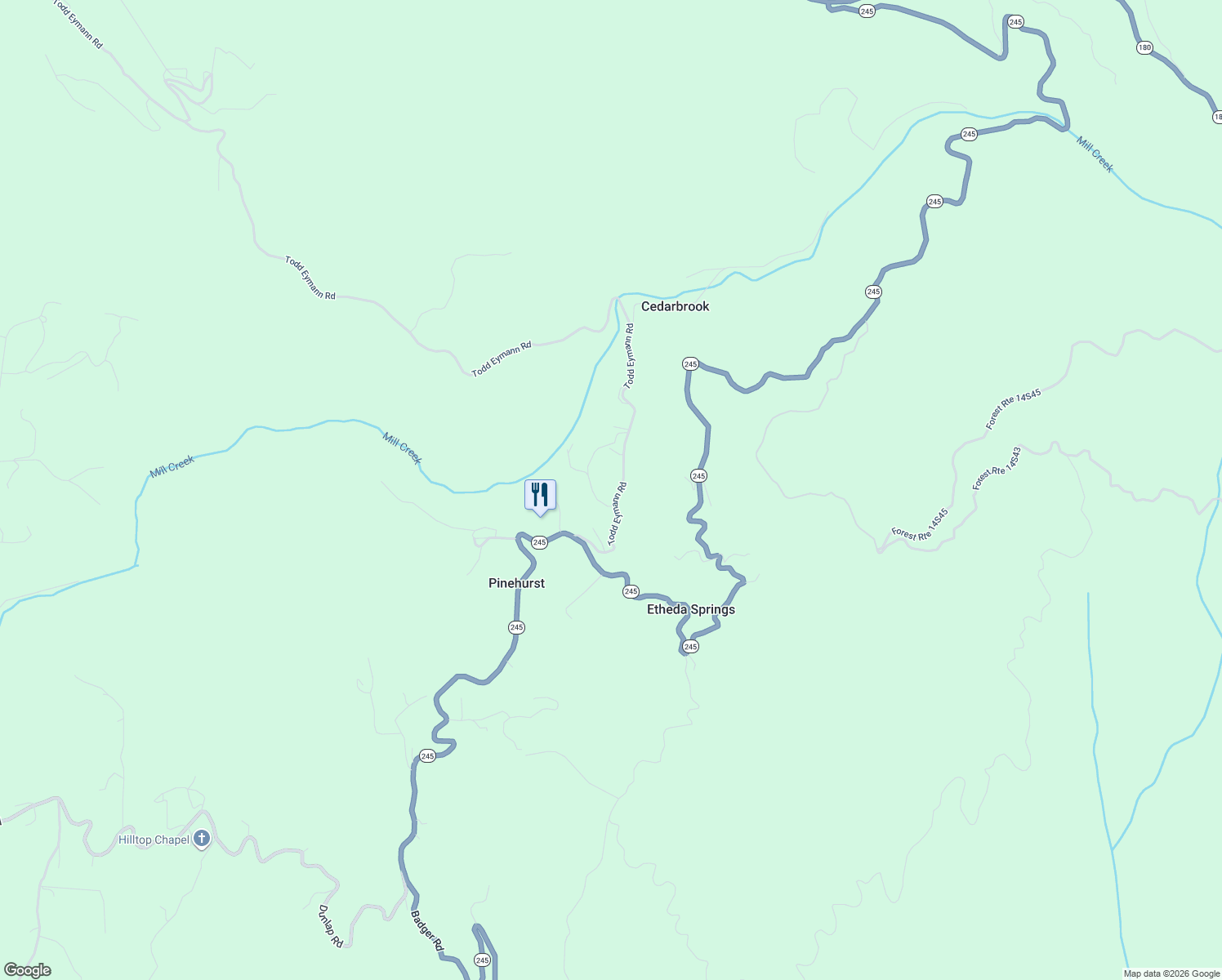 map of restaurants, bars, coffee shops, grocery stores, and more near 48691 Todd Eymann Road in Miramonte