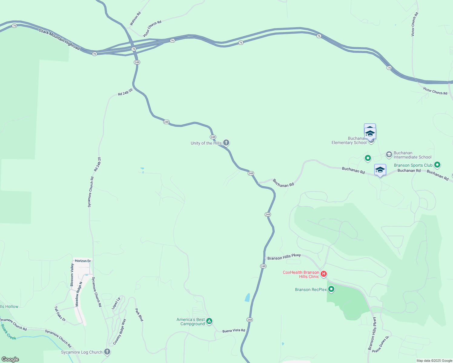 map of restaurants, bars, coffee shops, grocery stores, and more near 275 Toni Lane in Branson