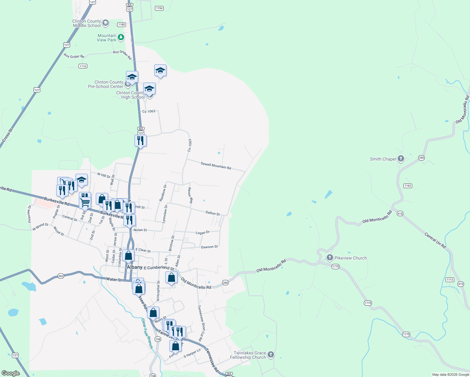 map of restaurants, bars, coffee shops, grocery stores, and more near Dalton Rd in Albany
