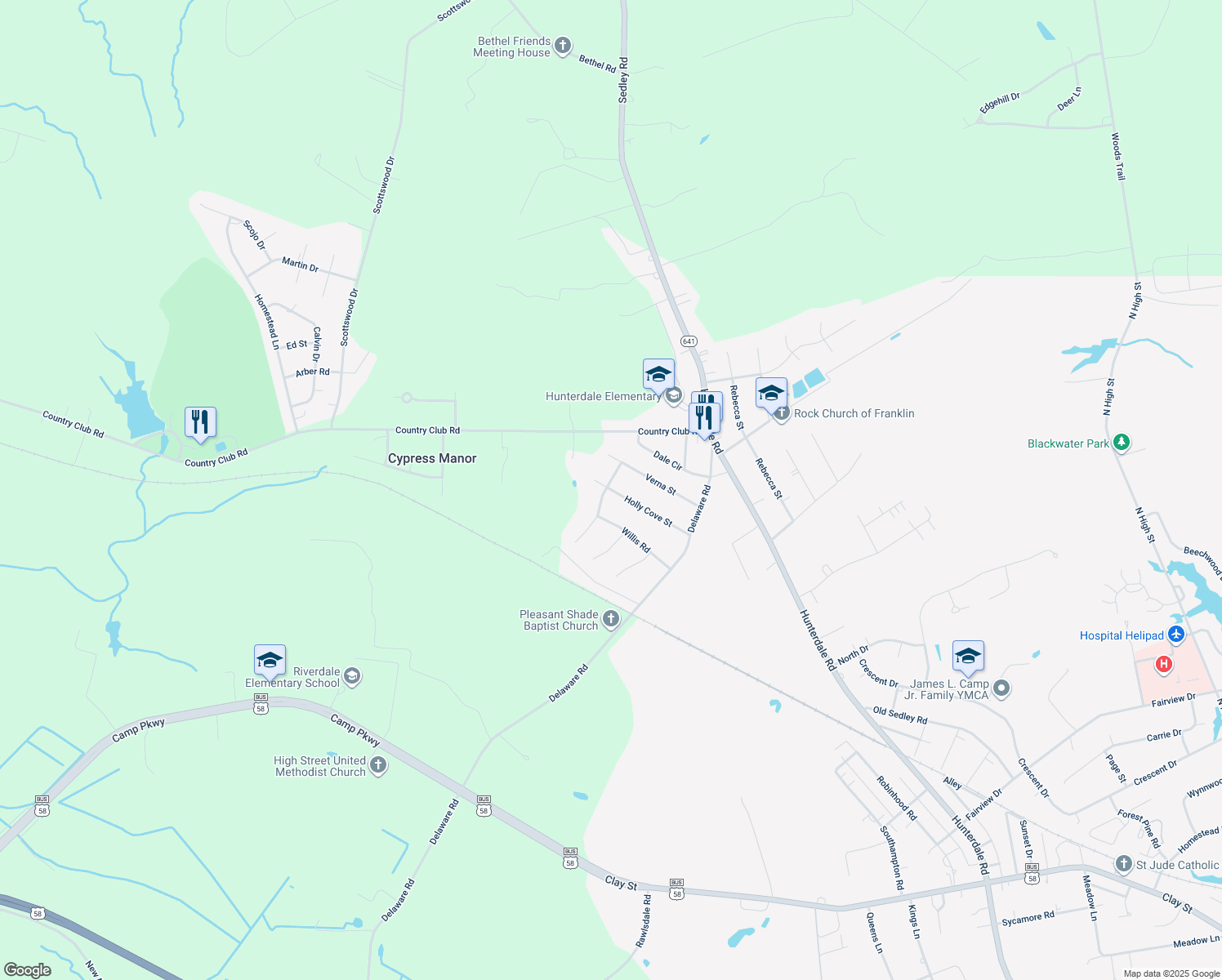 map of restaurants, bars, coffee shops, grocery stores, and more near 116 Holly Cove Street in Franklin