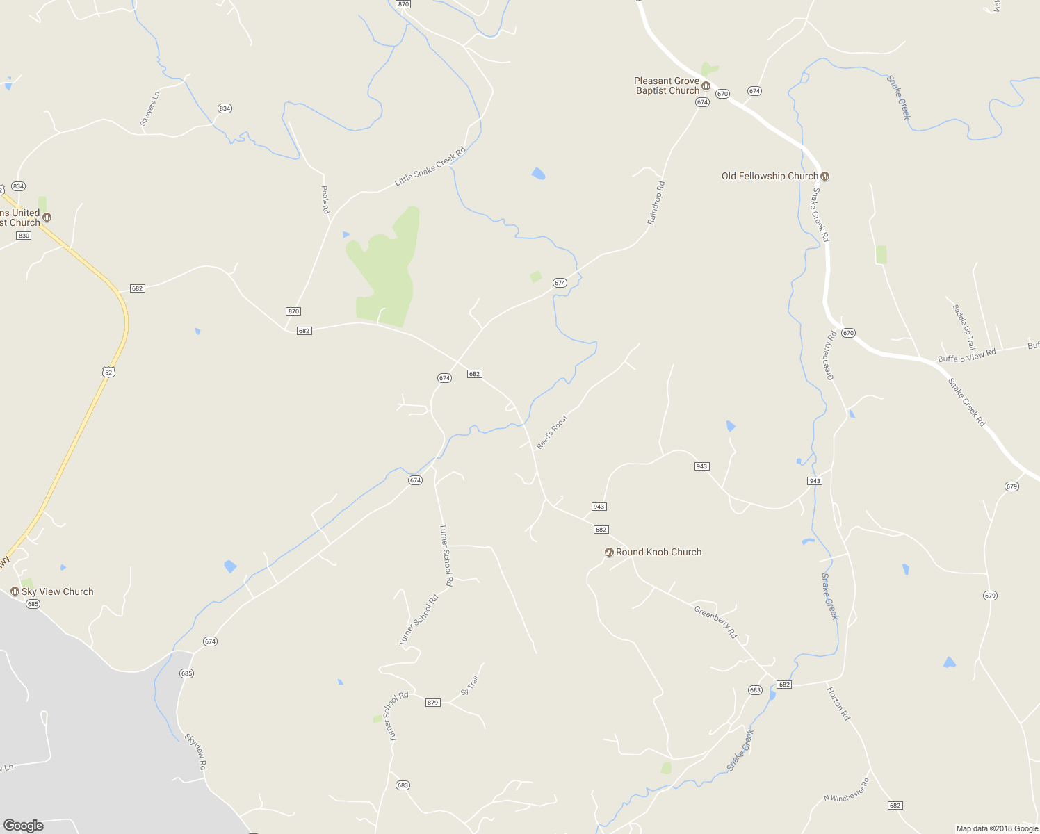 map of restaurants, bars, coffee shops, grocery stores, and more near Greenberry Road in Fancy Gap