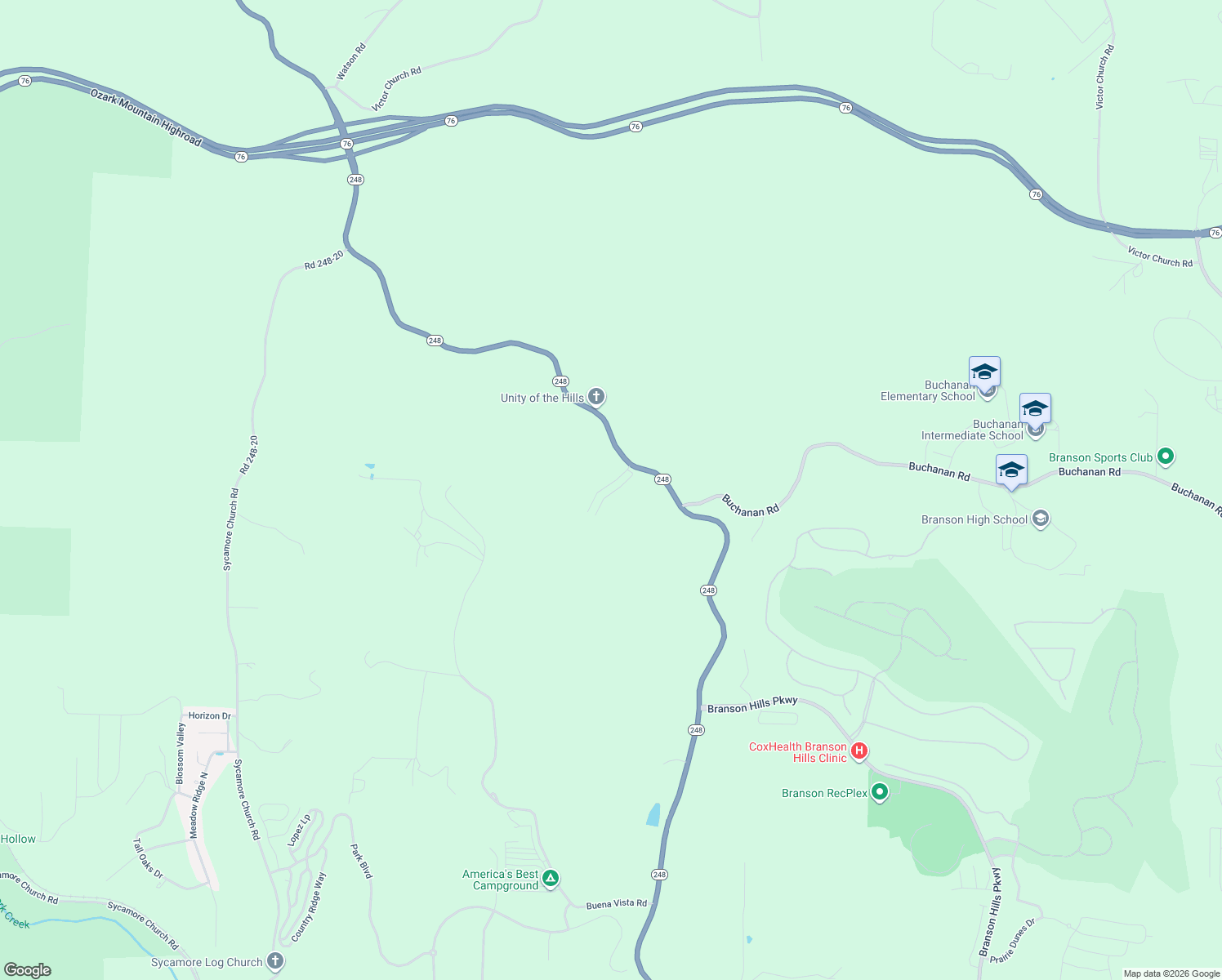 map of restaurants, bars, coffee shops, grocery stores, and more near 160 Toni Lane in Branson