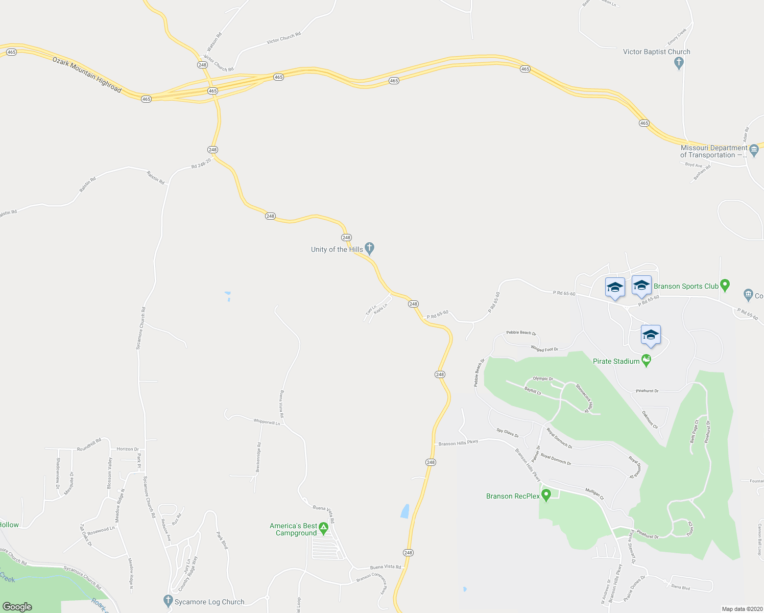 map of restaurants, bars, coffee shops, grocery stores, and more near 160 Toni Lane in Branson