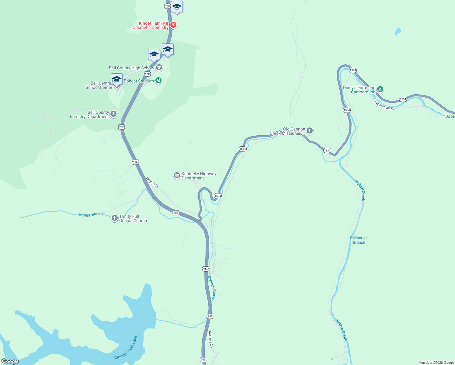 map of restaurants, bars, coffee shops, grocery stores, and more near State Highway 1534 in Pineville