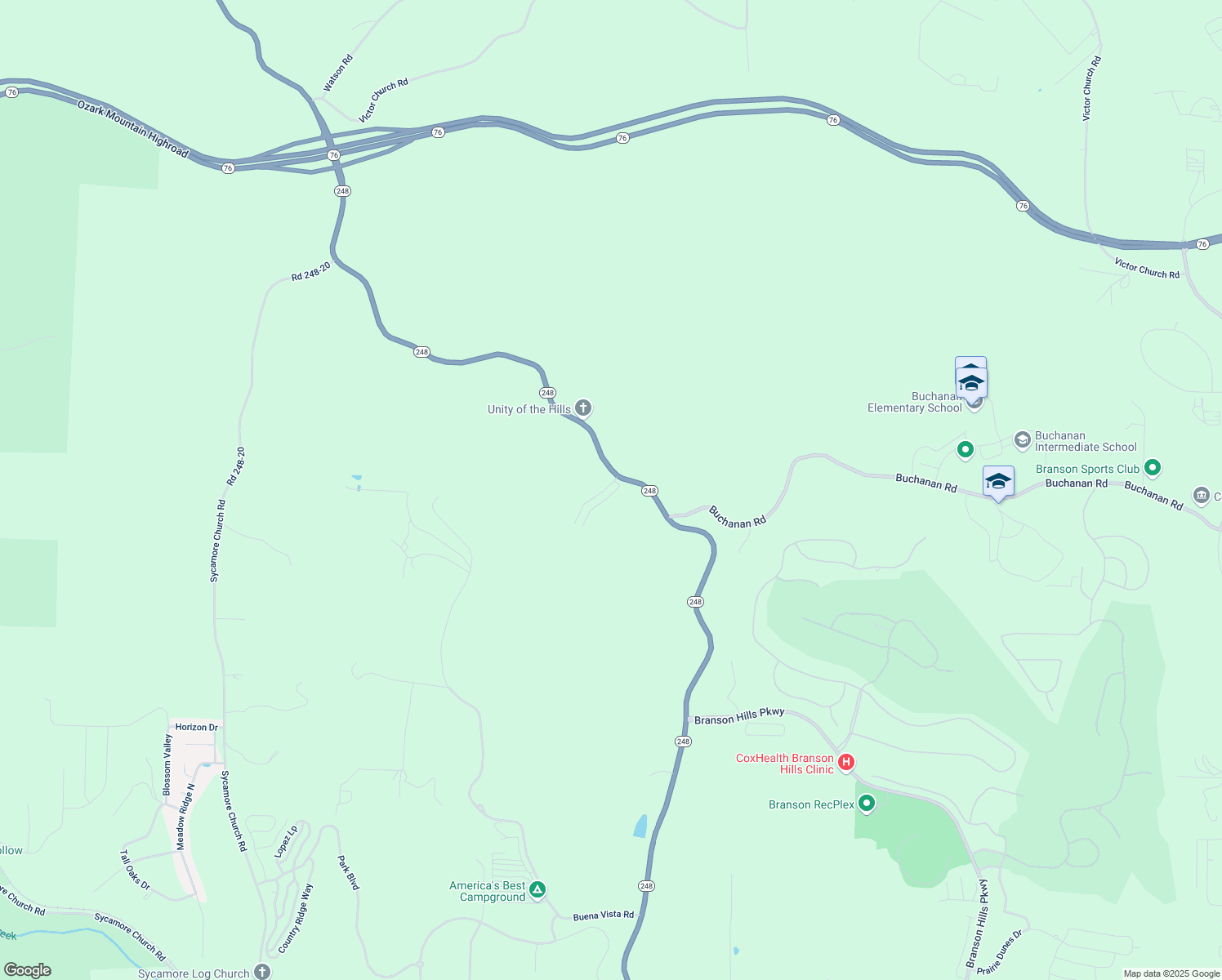 map of restaurants, bars, coffee shops, grocery stores, and more near 160 Toni Lane in Branson