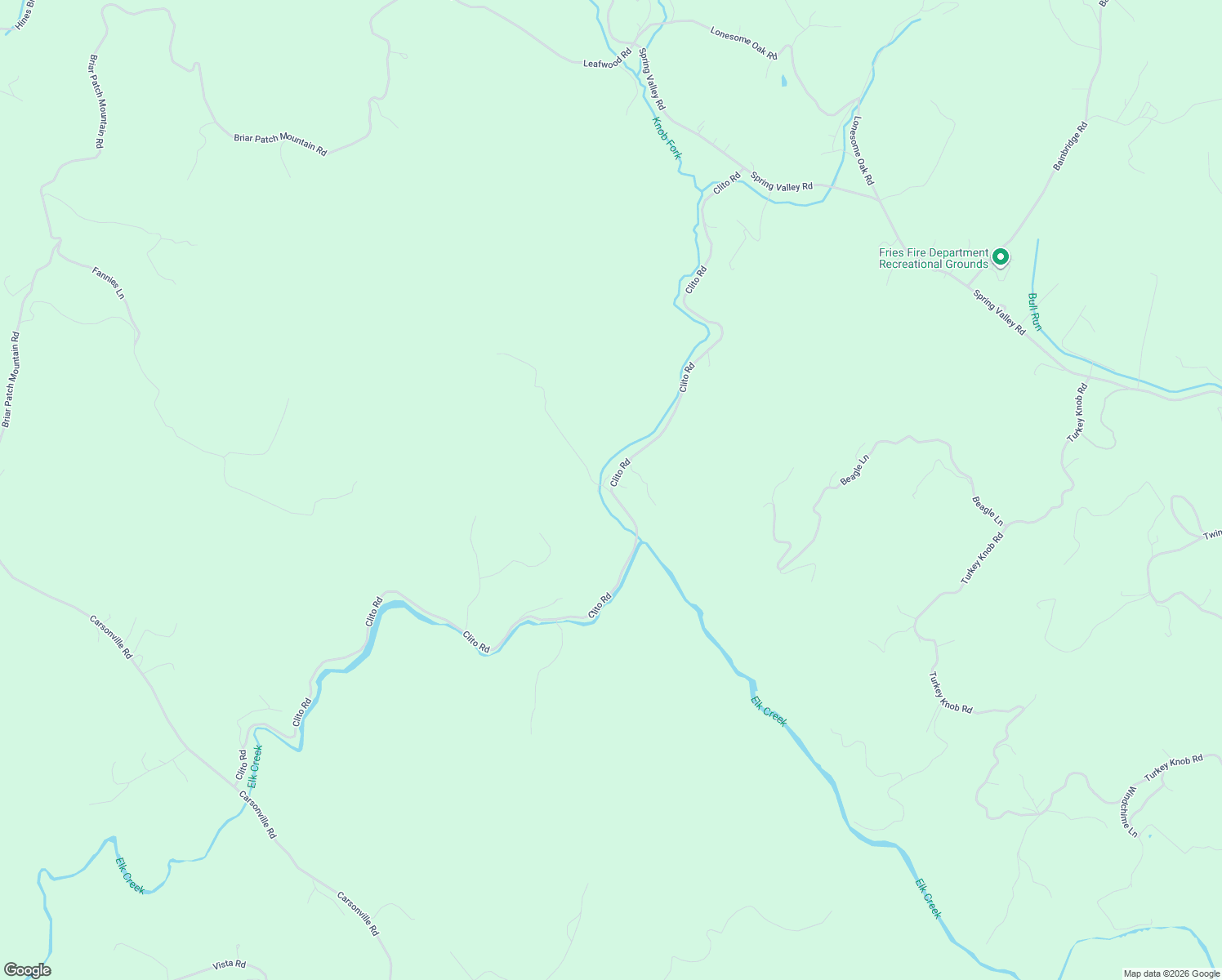 map of restaurants, bars, coffee shops, grocery stores, and more near 2010 Clito Road in Fries