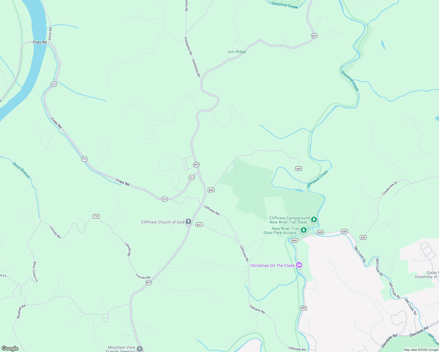 map of restaurants, bars, coffee shops, grocery stores, and more near 221 Revere Road in Galax