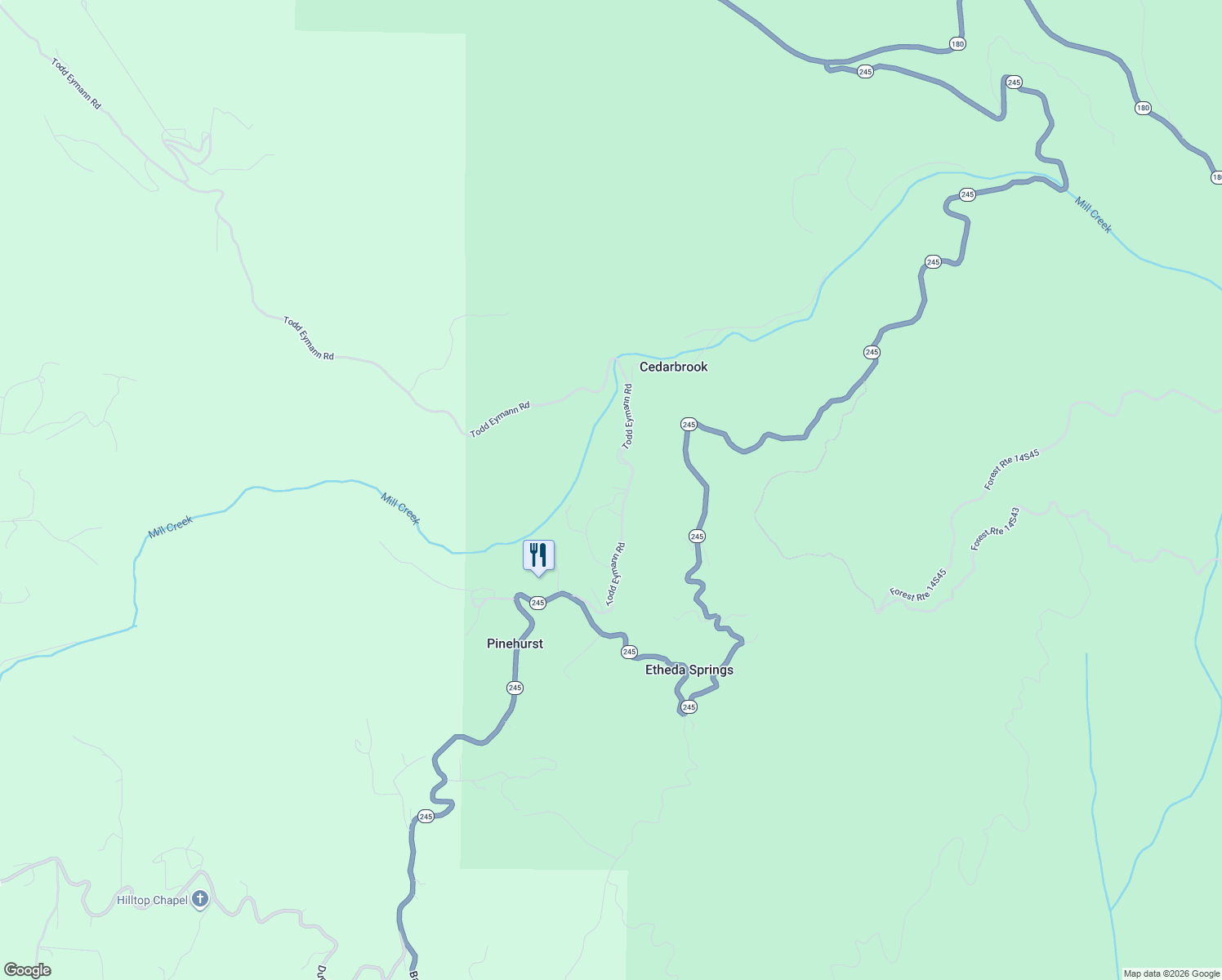 map of restaurants, bars, coffee shops, grocery stores, and more near 48529 Todd Eymann Road in Miramonte