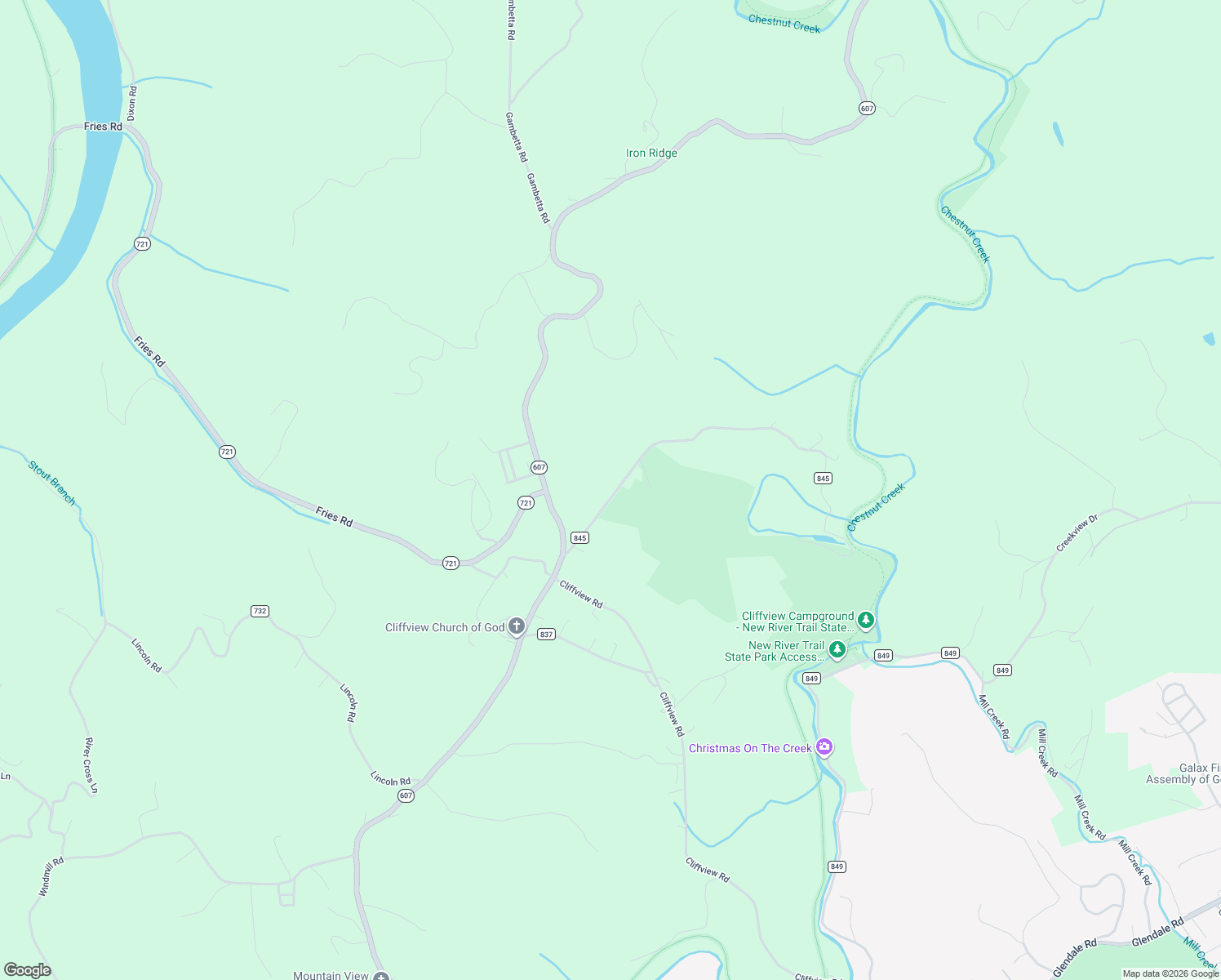 map of restaurants, bars, coffee shops, grocery stores, and more near 221 Revere Road in Galax