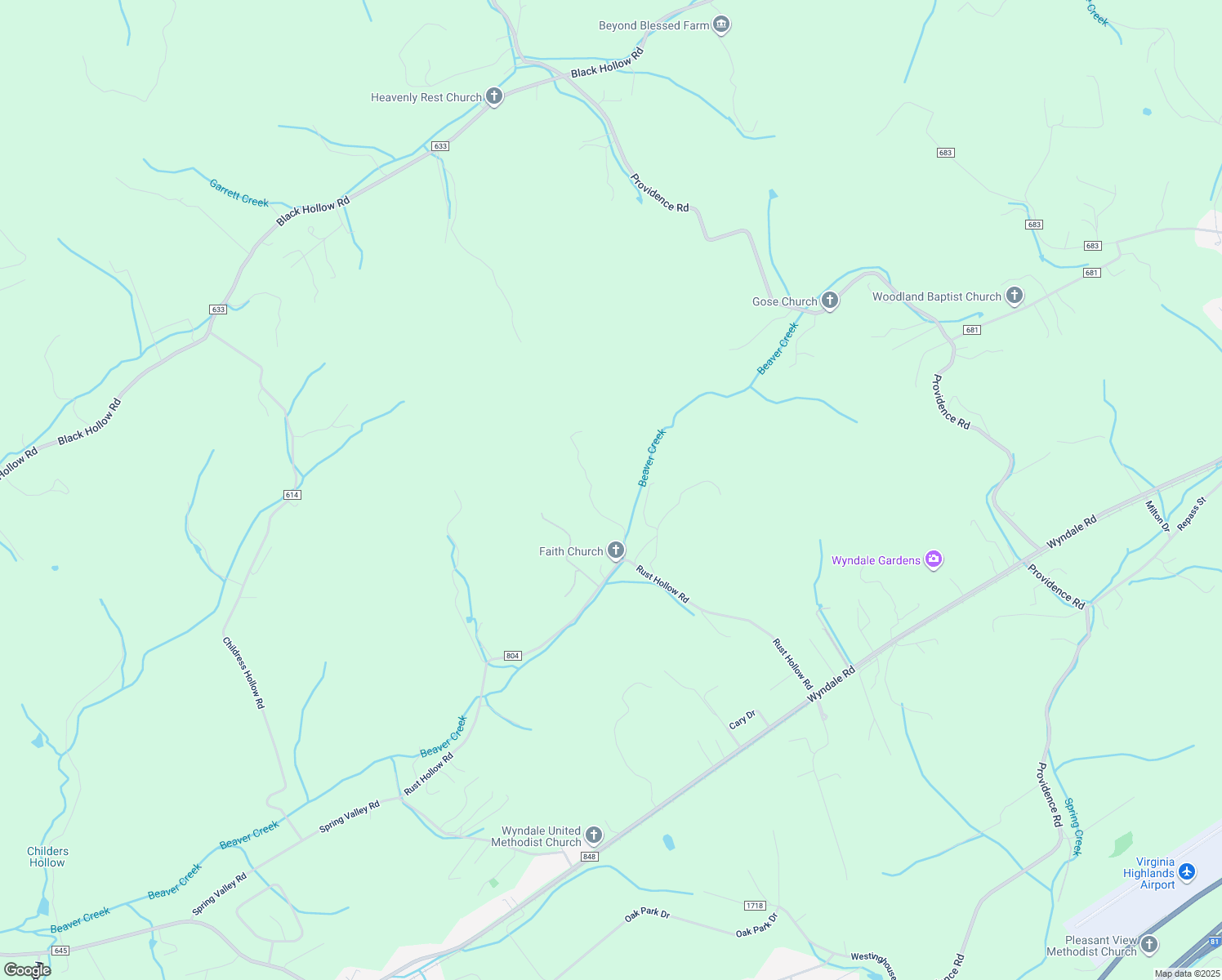 map of restaurants, bars, coffee shops, grocery stores, and more near 17205 Castlegate Drive in Abingdon
