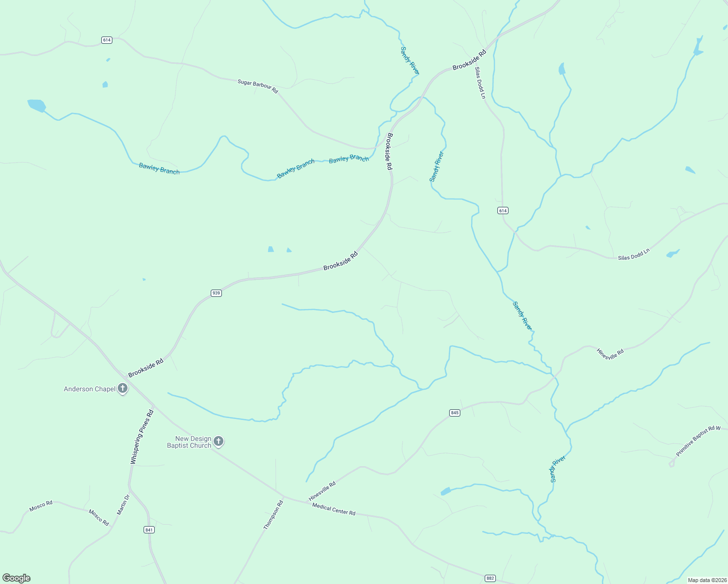 map of restaurants, bars, coffee shops, grocery stores, and more near 2765 Brookside Road in Axton