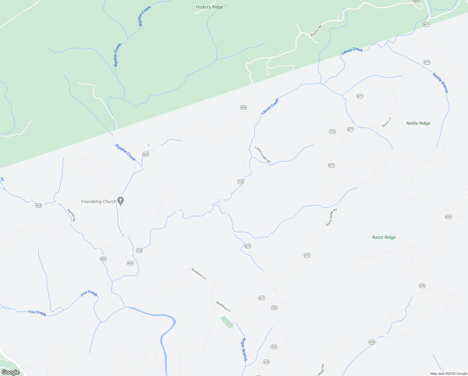 map of restaurants, bars, coffee shops, grocery stores, and more near Laurel Creek Road in Grayson County