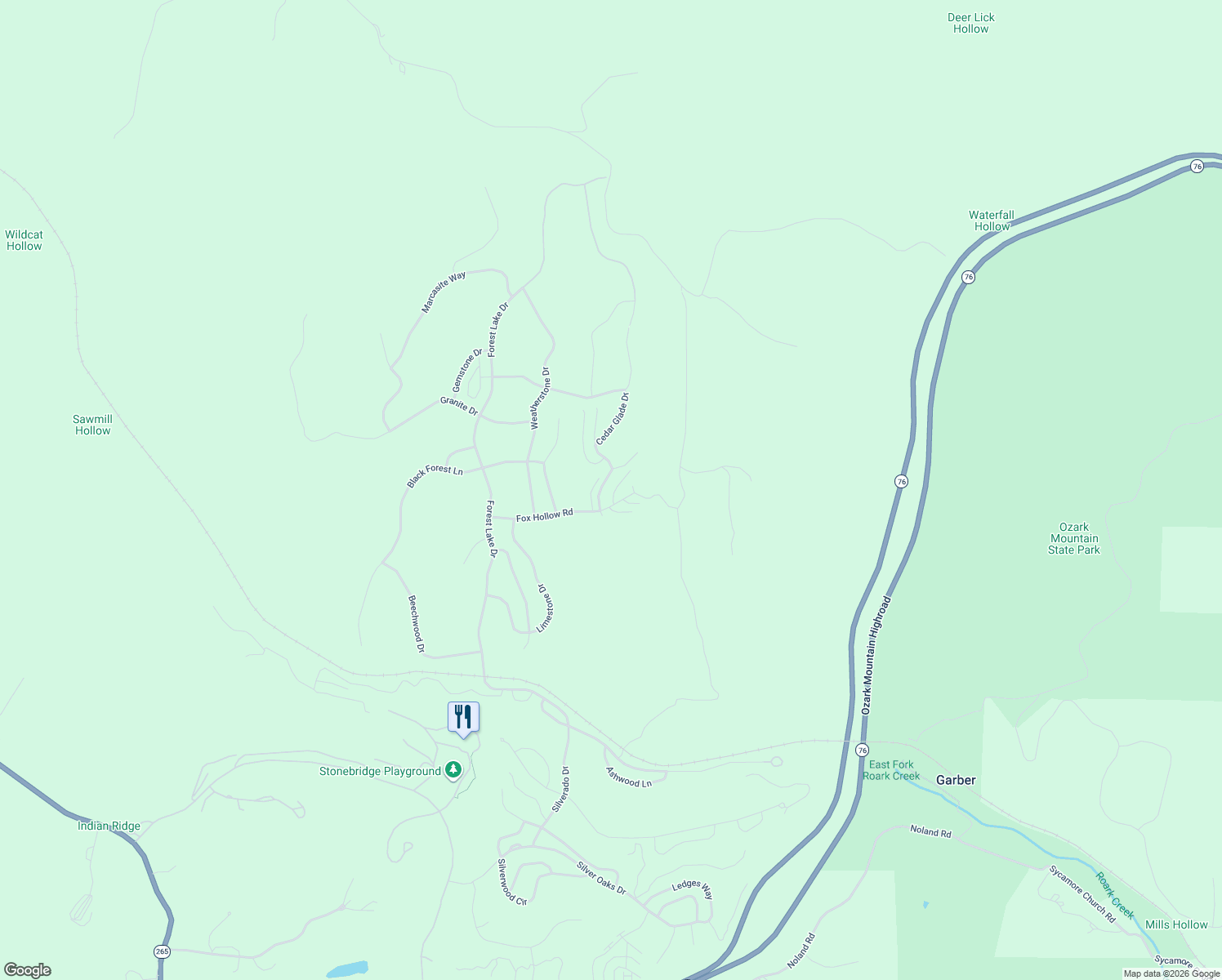 map of restaurants, bars, coffee shops, grocery stores, and more near 41 Bells Avenue in Branson West