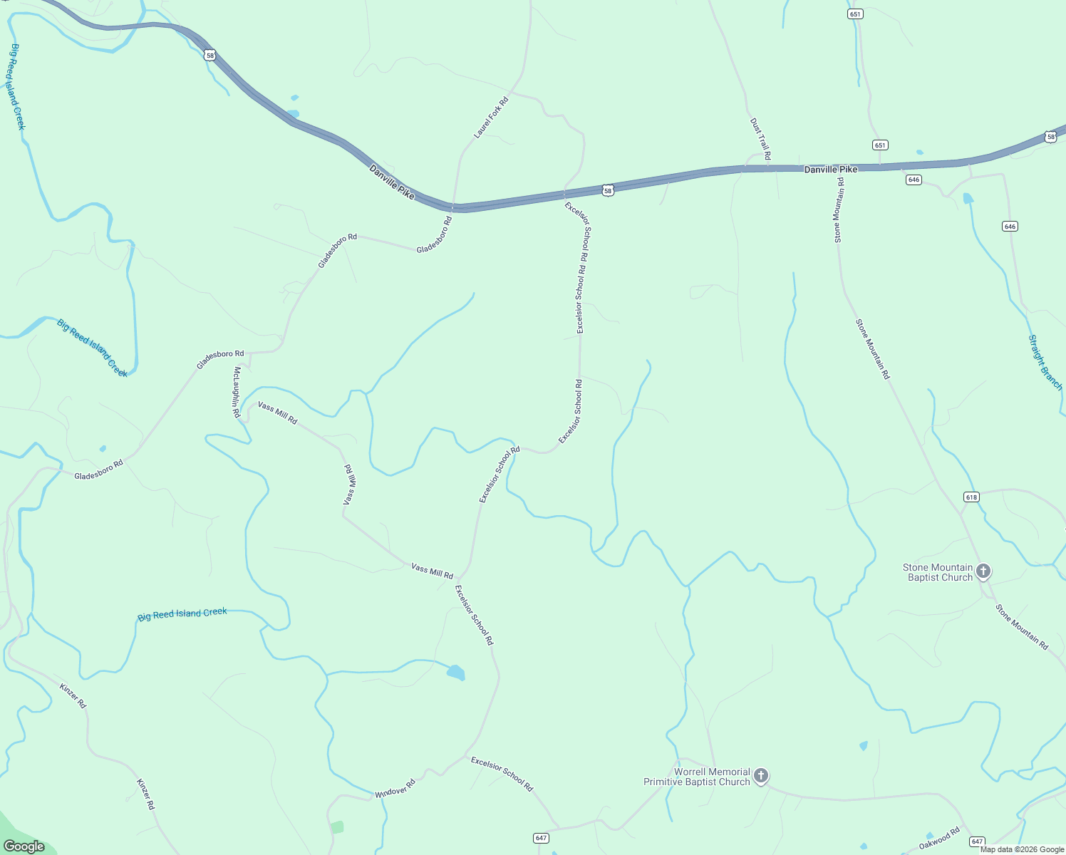 map of restaurants, bars, coffee shops, grocery stores, and more near Excelsior School Road in Laurel Fork
