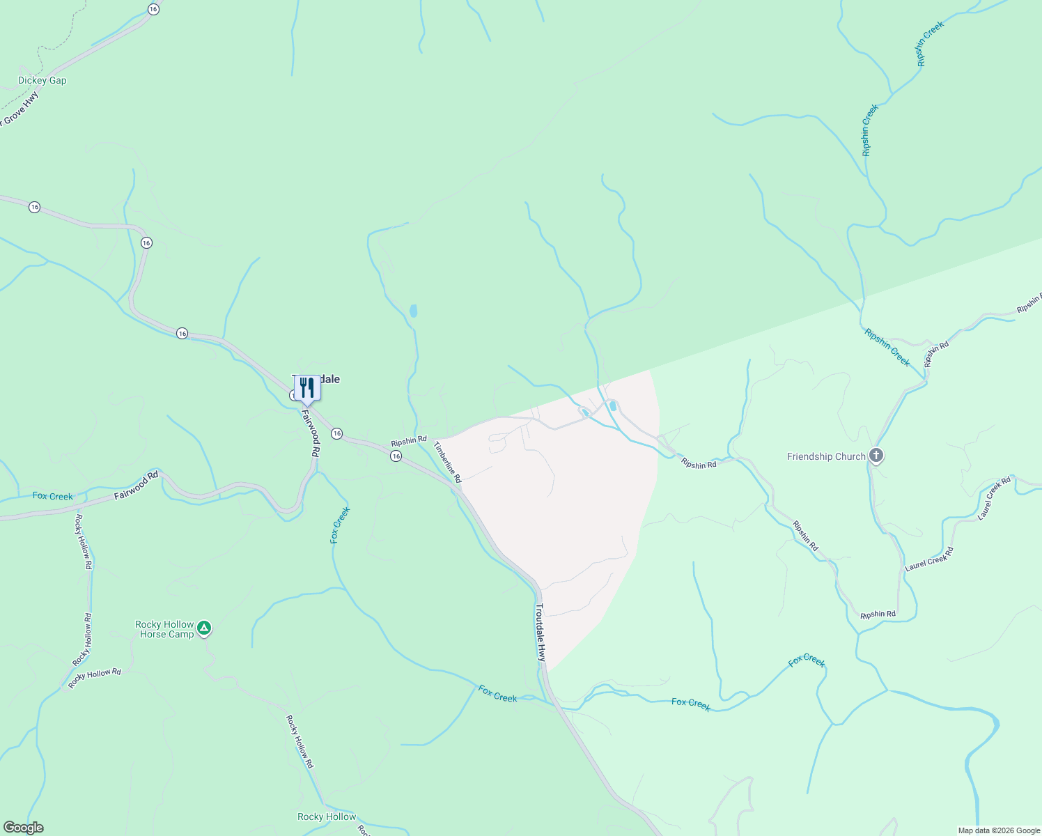 map of restaurants, bars, coffee shops, grocery stores, and more near 400-598 Ripshin Road in Troutdale