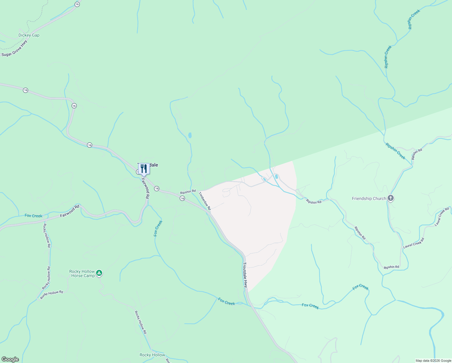 map of restaurants, bars, coffee shops, grocery stores, and more near 400 Ripshin Road in Troutdale