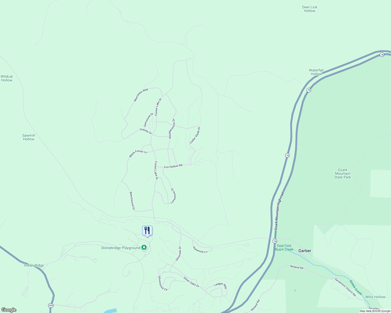 map of restaurants, bars, coffee shops, grocery stores, and more near 41 Bells Avenue in Branson West