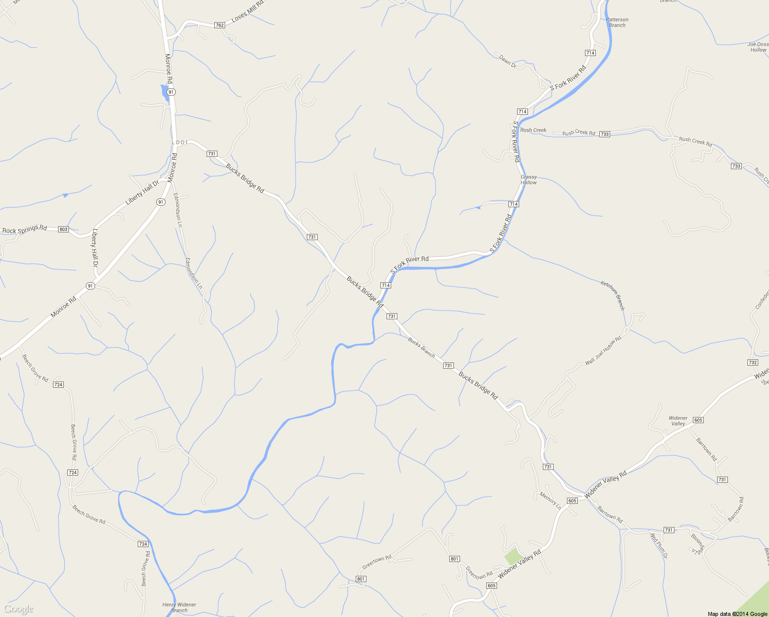 map of restaurants, bars, coffee shops, grocery stores, and more near 34603 Bucks Bridge Road in Glade Spring