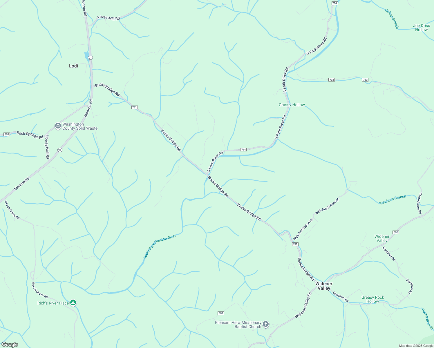 map of restaurants, bars, coffee shops, grocery stores, and more near 34603 Bucks Bridge Road in Glade Spring
