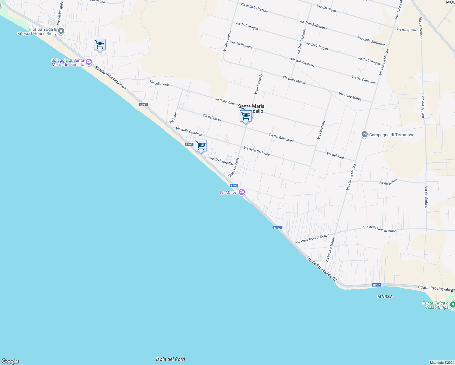 map of restaurants, bars, coffee shops, grocery stores, and more near in Santa Maria del Focallo