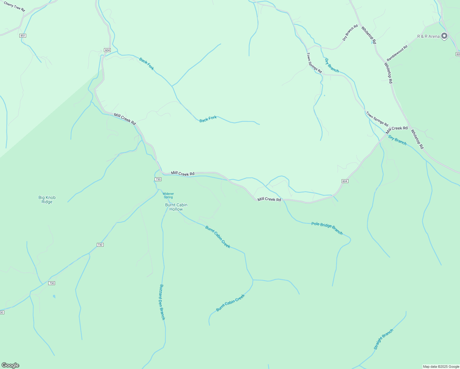 map of restaurants, bars, coffee shops, grocery stores, and more near 17730 Mill Creek Road in Chilhowie