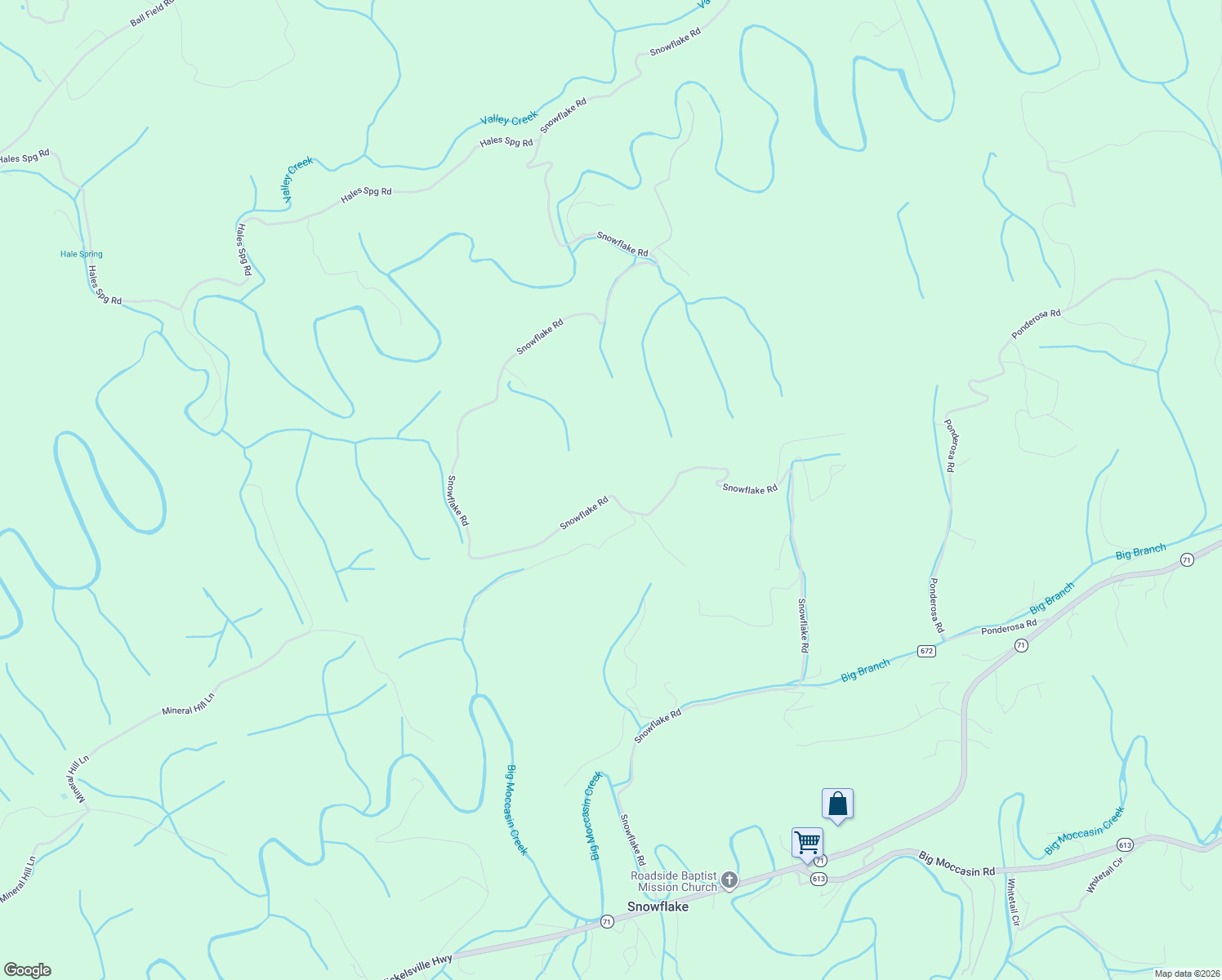 map of restaurants, bars, coffee shops, grocery stores, and more near State Route 671 in Gate City