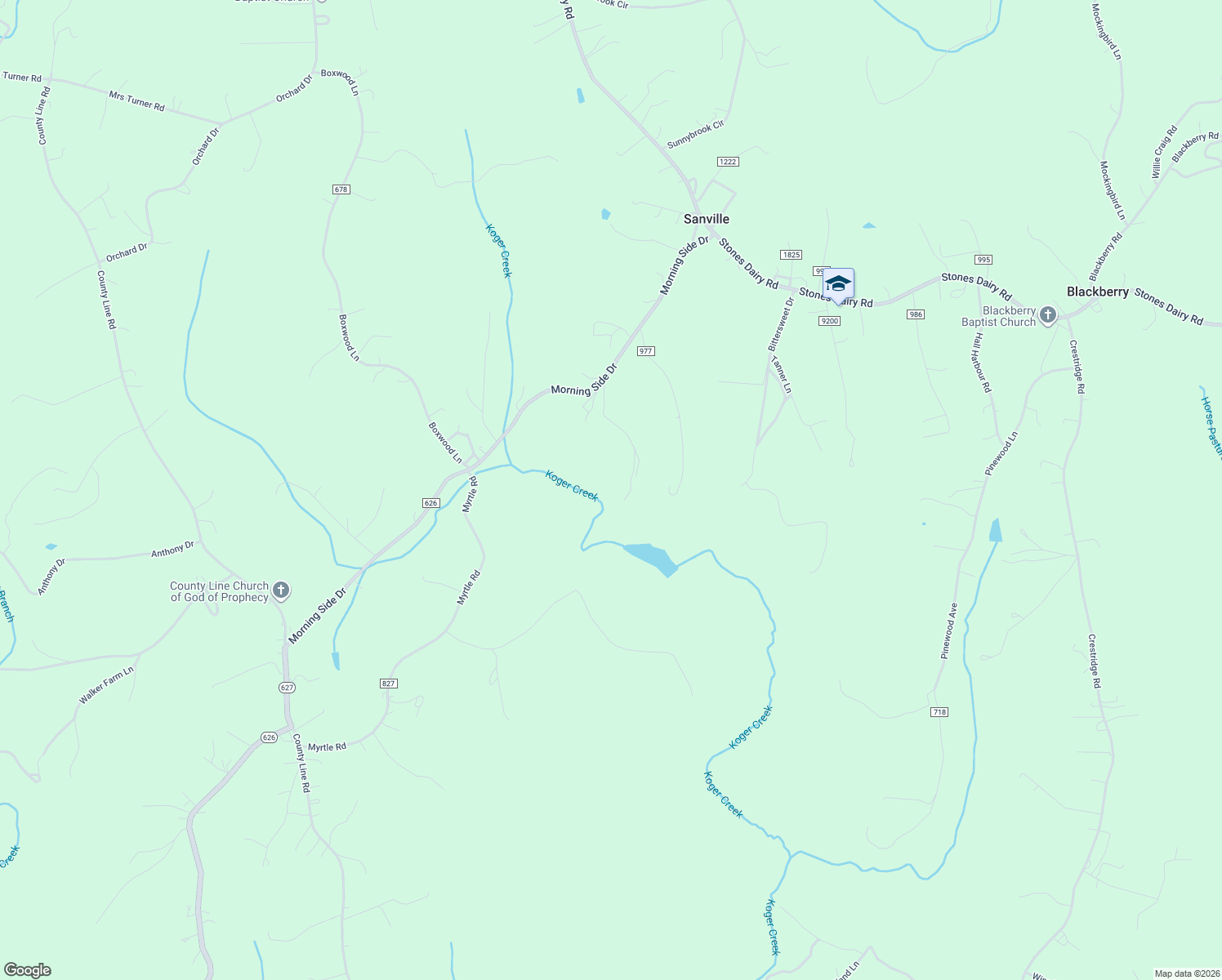 map of restaurants, bars, coffee shops, grocery stores, and more near 132 Malibu Drive in Bassett