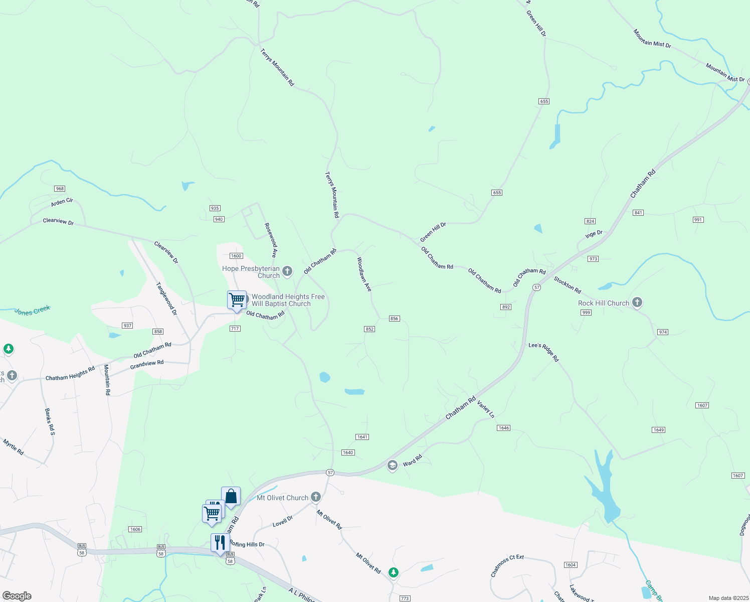map of restaurants, bars, coffee shops, grocery stores, and more near 365 Woodlawn Avenue in Martinsville