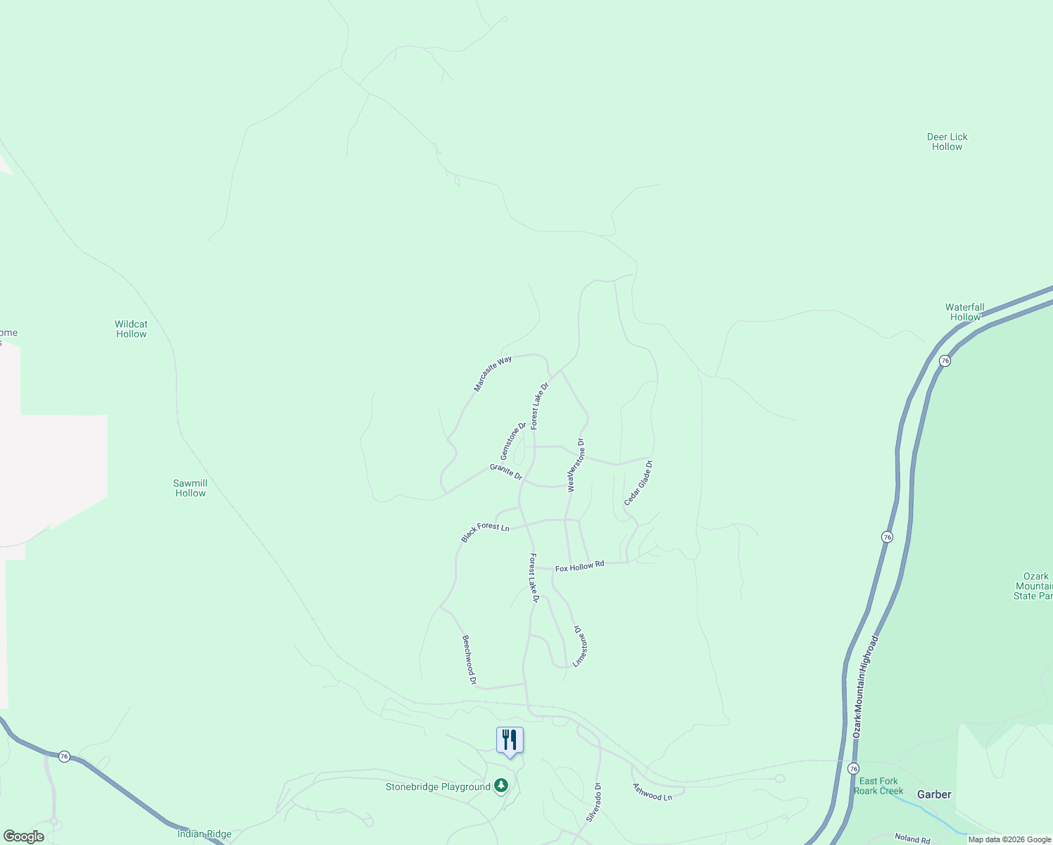 map of restaurants, bars, coffee shops, grocery stores, and more near 117 Mountain View Court in Branson West