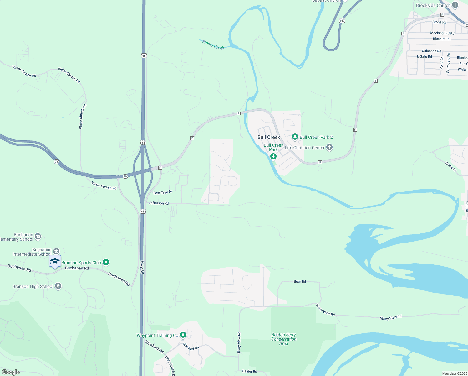 map of restaurants, bars, coffee shops, grocery stores, and more near 232 Summerbrooke Lane in Branson