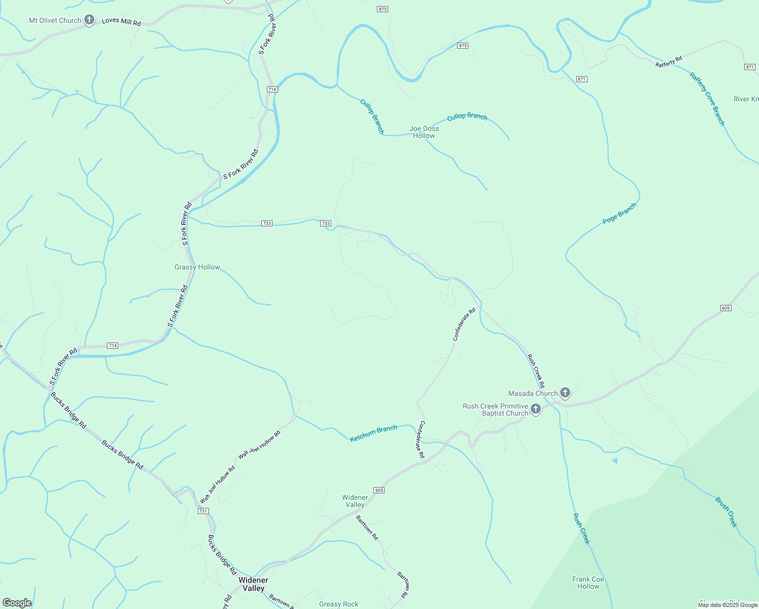 map of restaurants, bars, coffee shops, grocery stores, and more near 36176 Rush Creek Road in Glade Spring