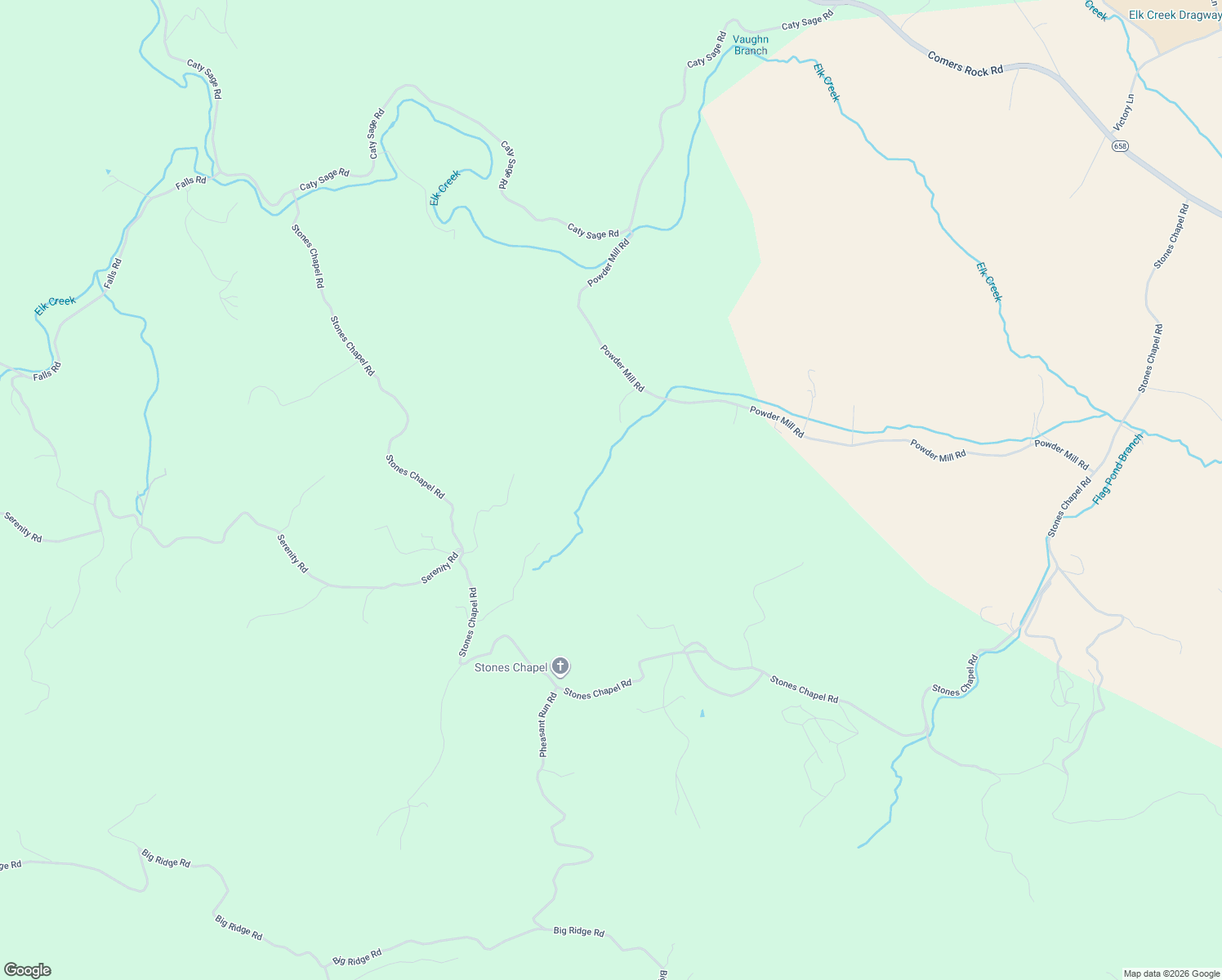 map of restaurants, bars, coffee shops, grocery stores, and more near 3668 Stone Chapel Road in Elk Creek
