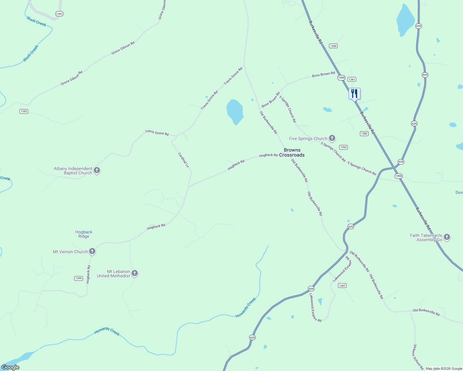 map of restaurants, bars, coffee shops, grocery stores, and more near Hogback Road in Albany